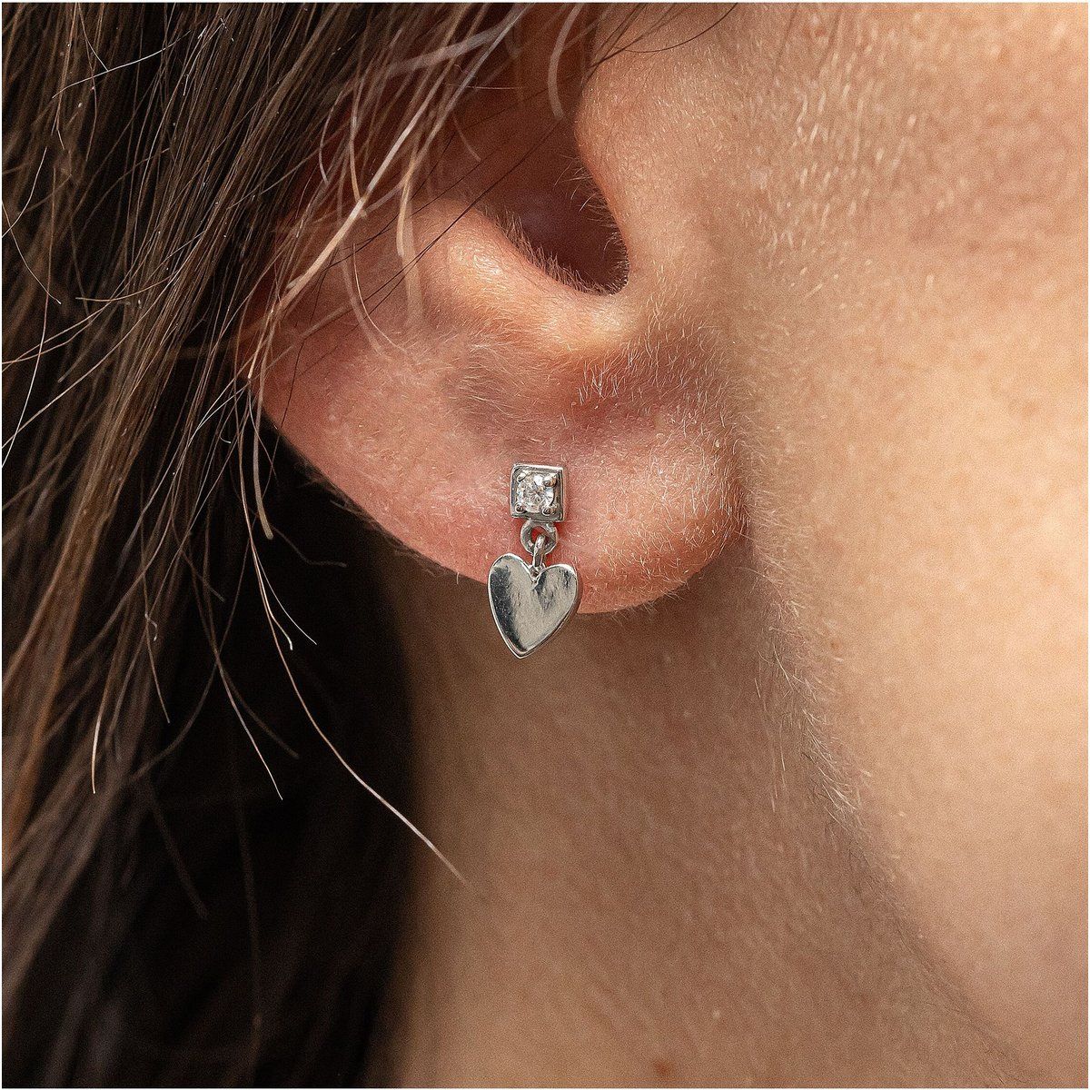 cai Ohrstecker 925/- Sterling Silber rhodiniert Zirkonia Herz