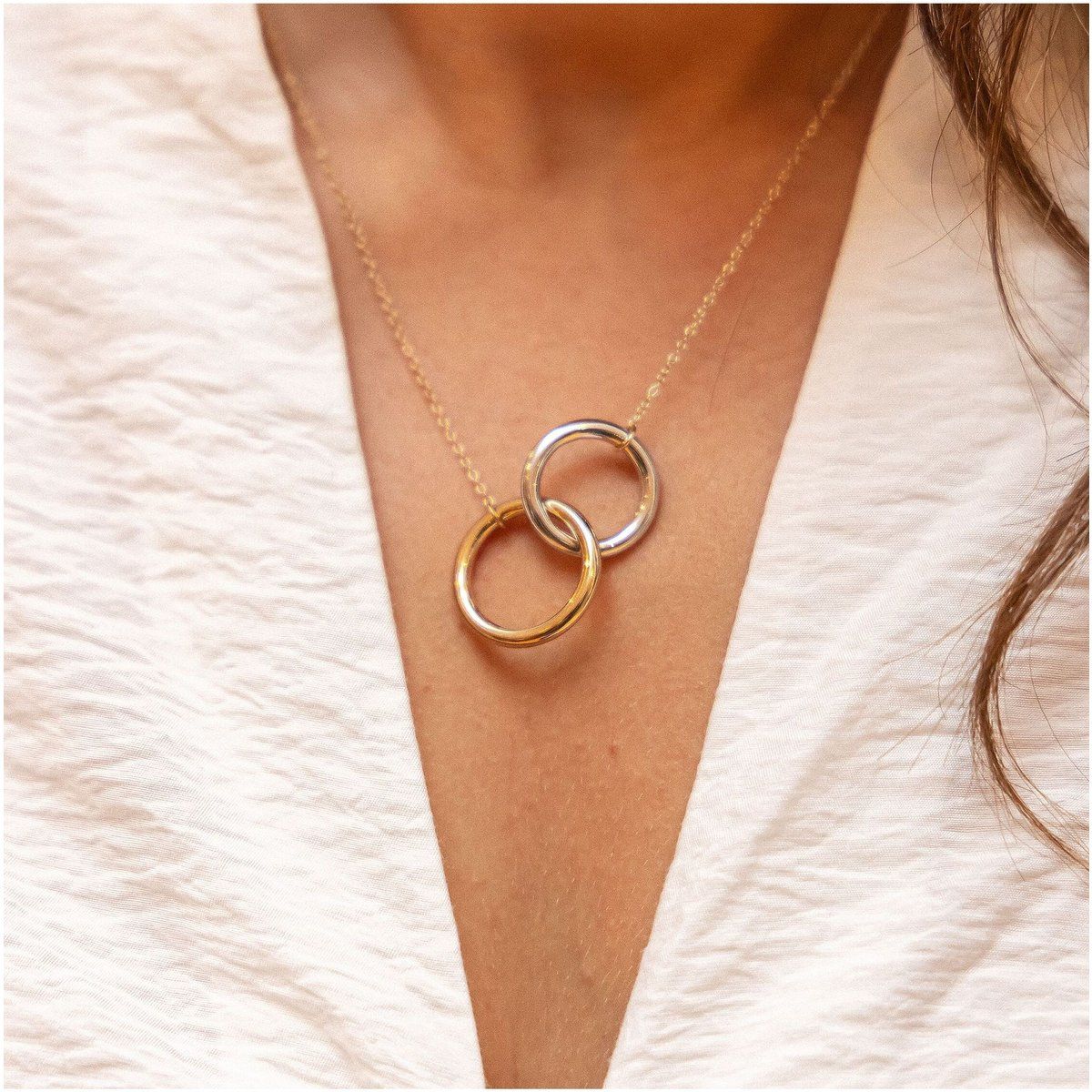 Celesta Silber Halskette 925 Sterling Silber zweifarbig