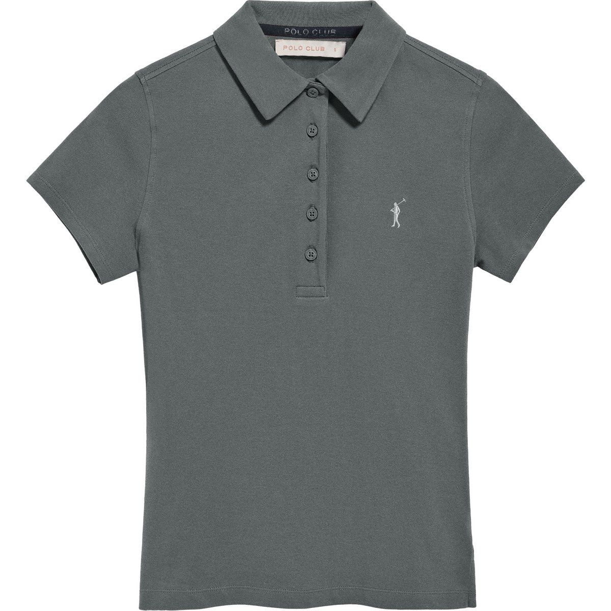 Poloshirt Pereira steingrau mit fünf Knöpfen und Rigby Go-Stickerei