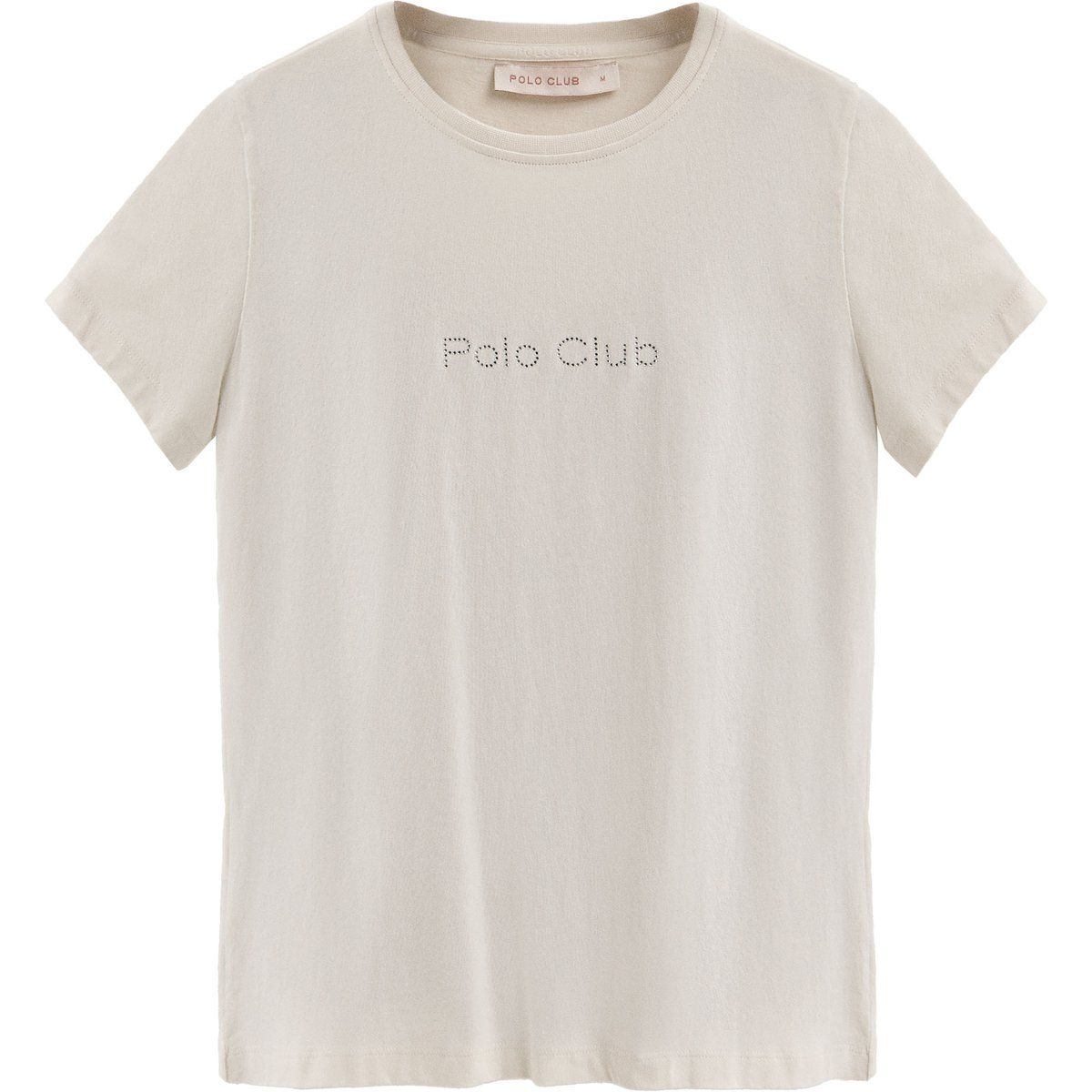 T-Shirt ecru mit kurzen Ärmeln und glitzerndem Polo Club-Logo