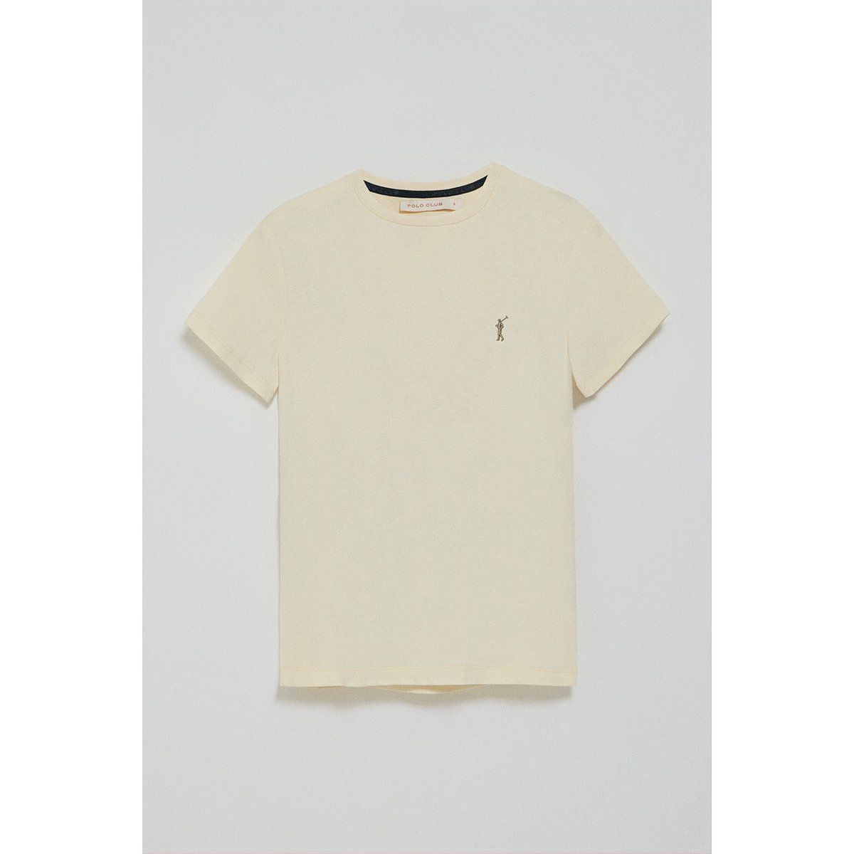 T-Shirt ecru mit Rundhalsausschnitt und gesticktem Rigby Go-Logo