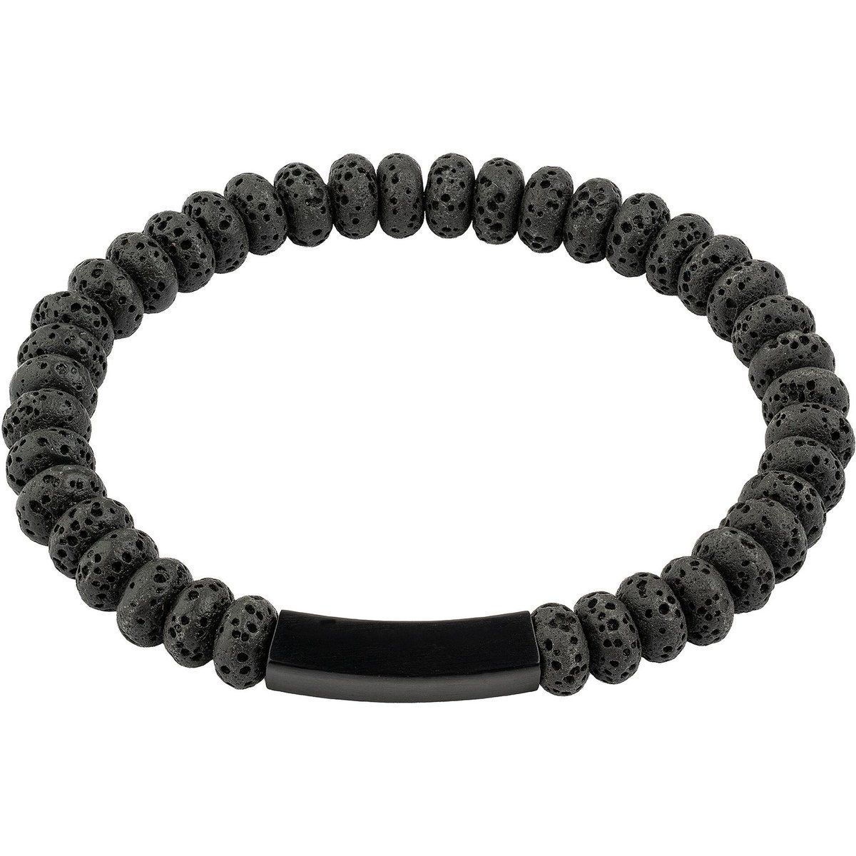 Zeeme Stainless Steel Armband Edelstahl /PVD schwarz Lavasteine