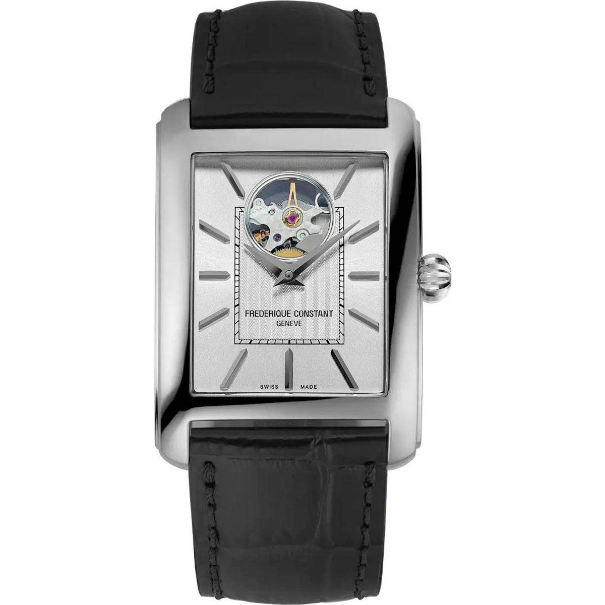 Frédérique Constant Carree Heart Beat Herrenarmbanduhr Schwarz FC-311S4C26