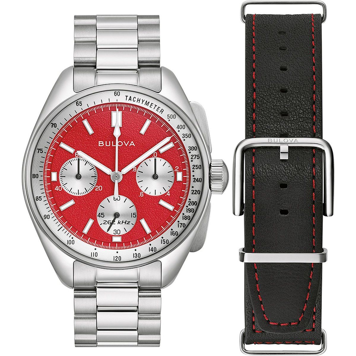 Bulova Archive Series Lunar Pilot Blood Moon Silber Herren Armbanduhr 96K115