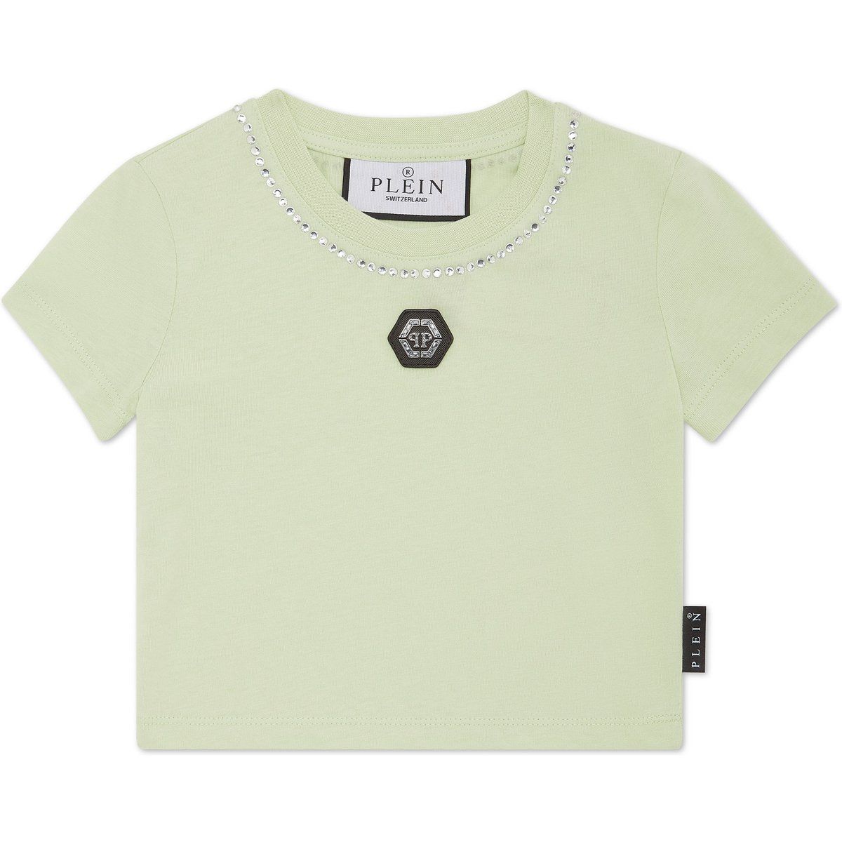 Cropped T-Shirt Strass Round Neck Ss