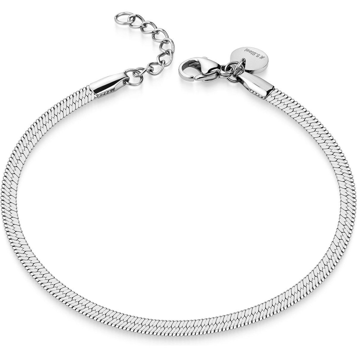 Zeeme Stainless Steel Armband Stahl glanz  18 + 2 cm
