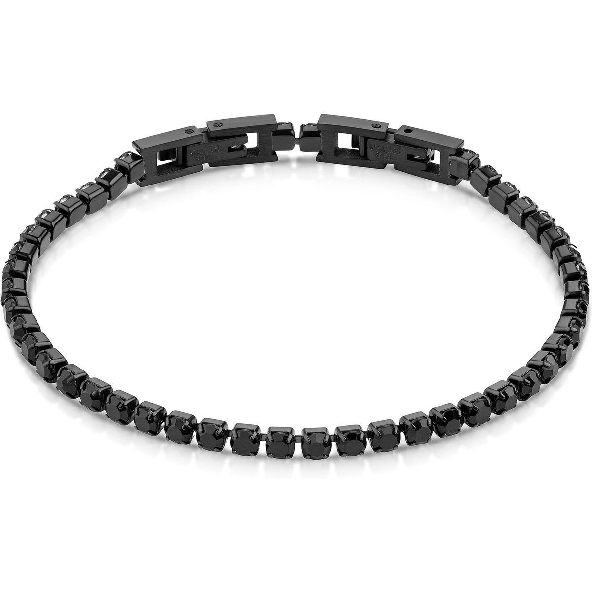 Zeeme Stainless Steel Armband Edelstahl/PVD schwarz Kristalle schwarz