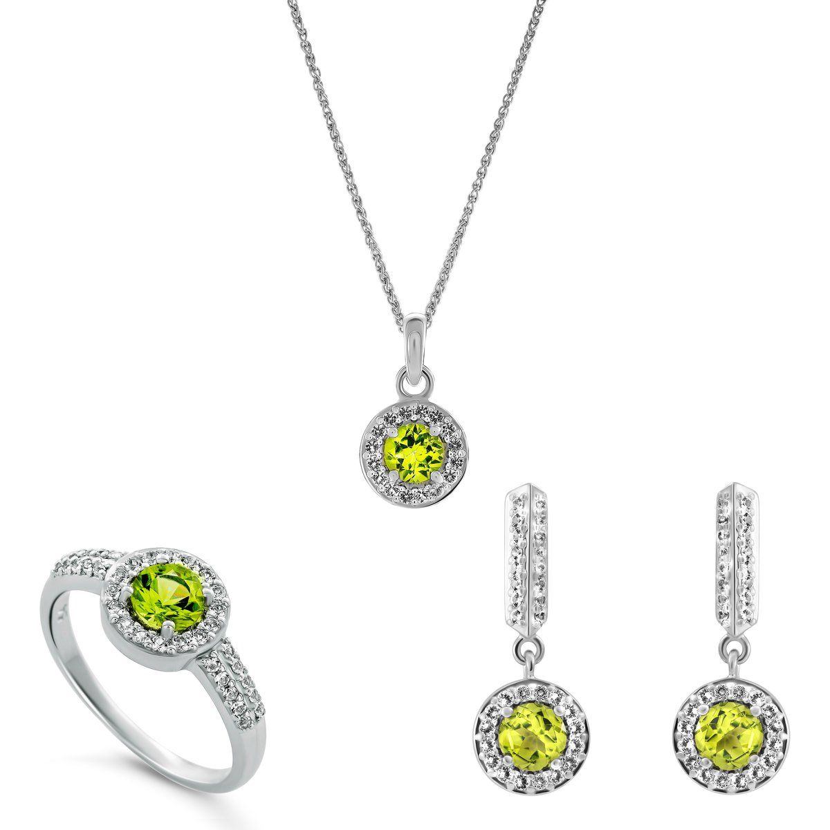 Orphelia 'Bristol' Damen 925 Sterling Silber Set: Halskette + Ohrringe + Ring - Silber SET-7579/G