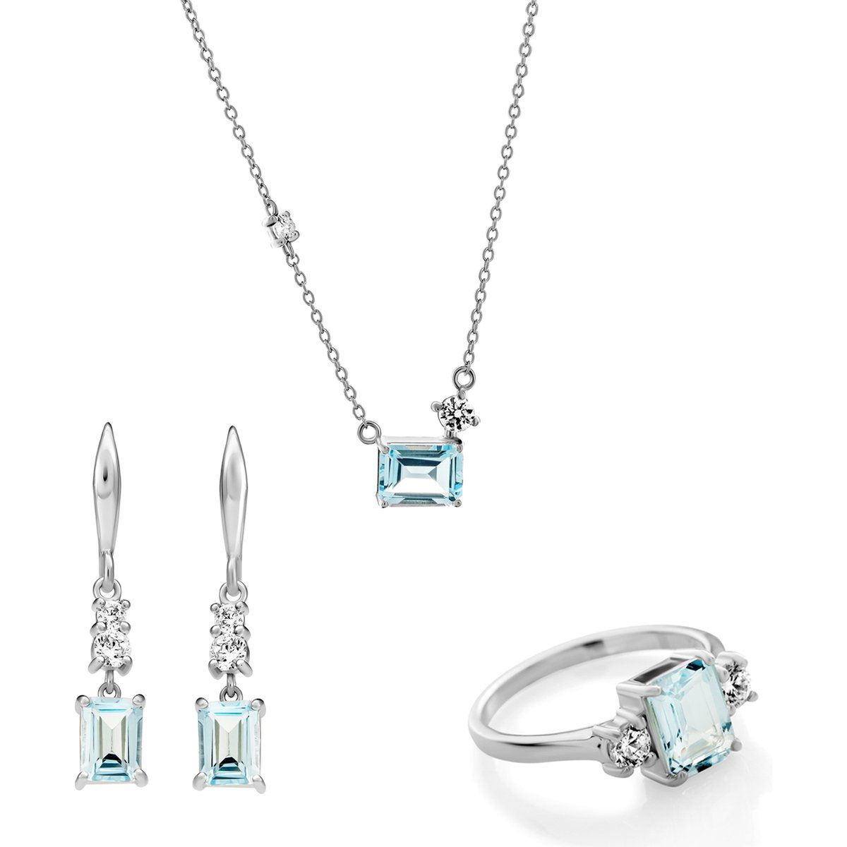 Orphelia 'Fira' Damen 925 Sterling Silber Set: Halskette + Ohrringe + Ring - Silber SET-7571