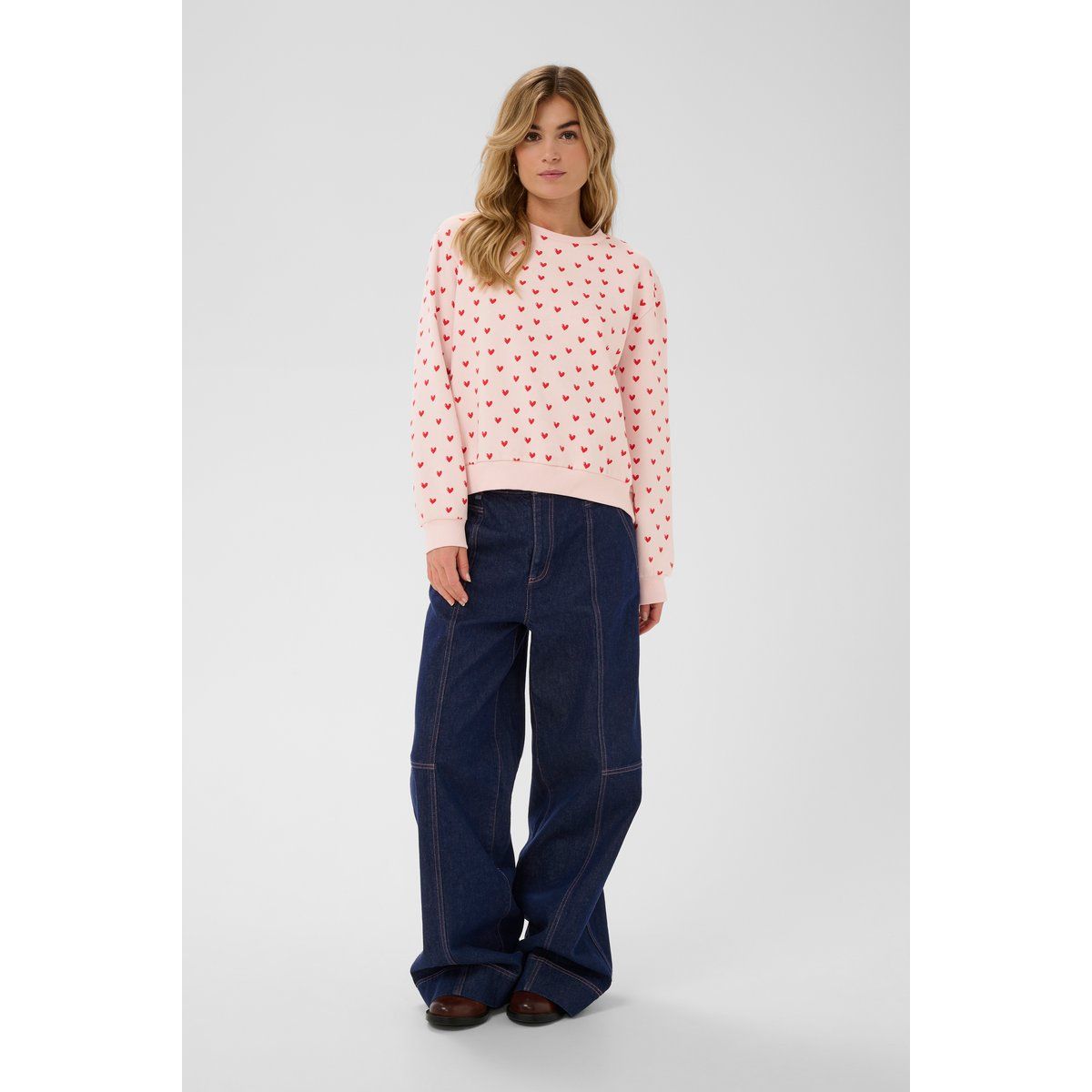 Oversized-Sweatshirt mit Herz-Print