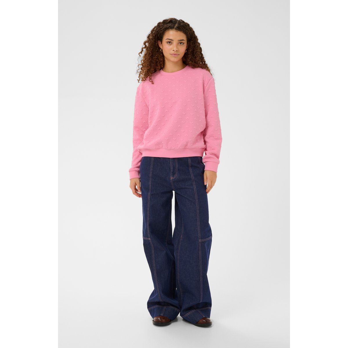 Lockeres Sweatshirt mit Herz-Struktur