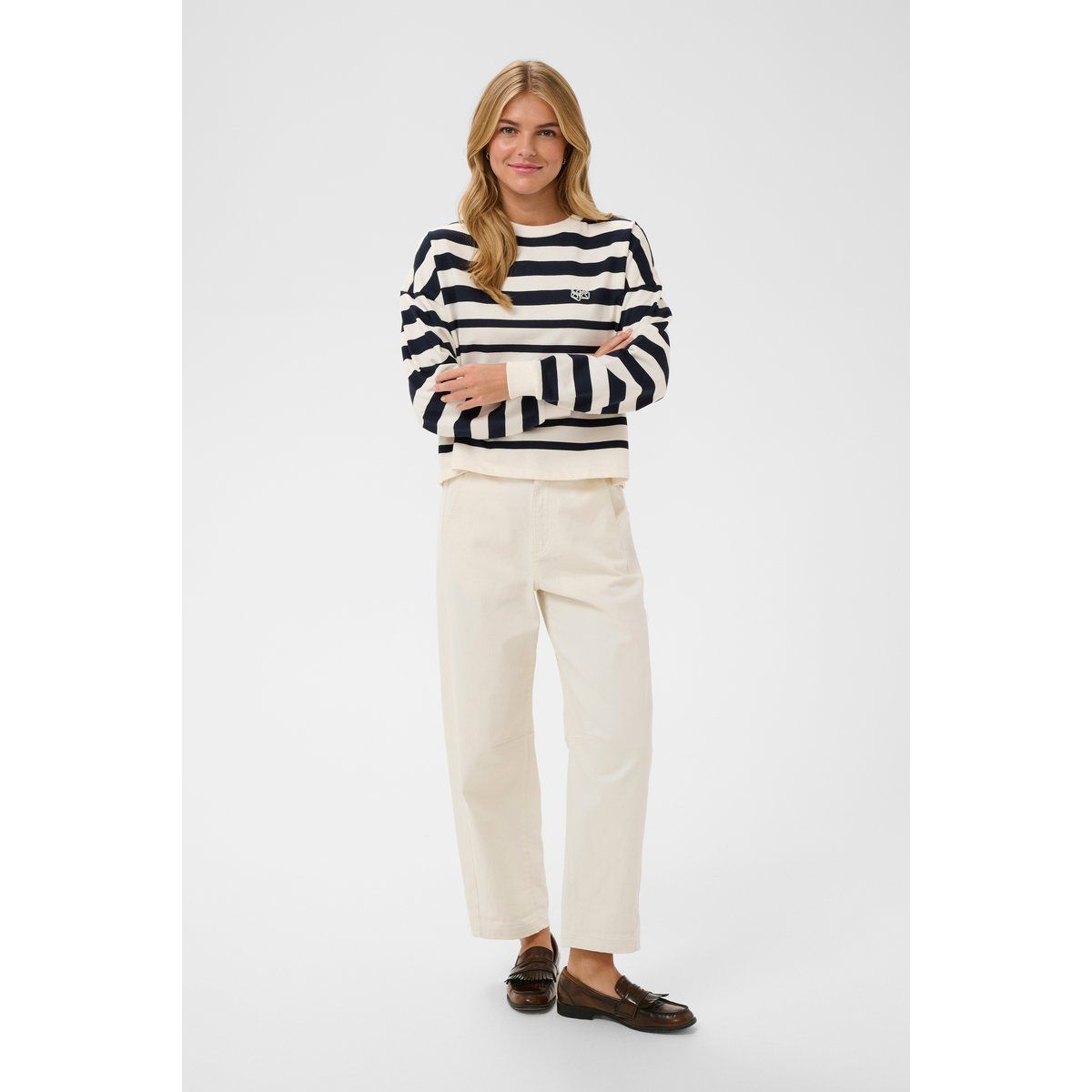 Gestreiftes Oversize-Sweatshirt mit Rundhalsausschnitt