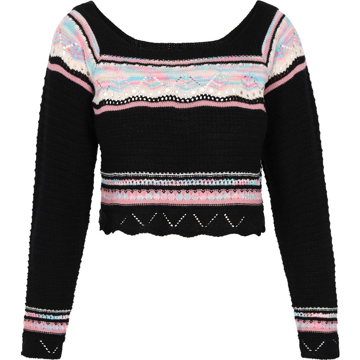 Kurzer Strickpullover mit Ajourmuster
