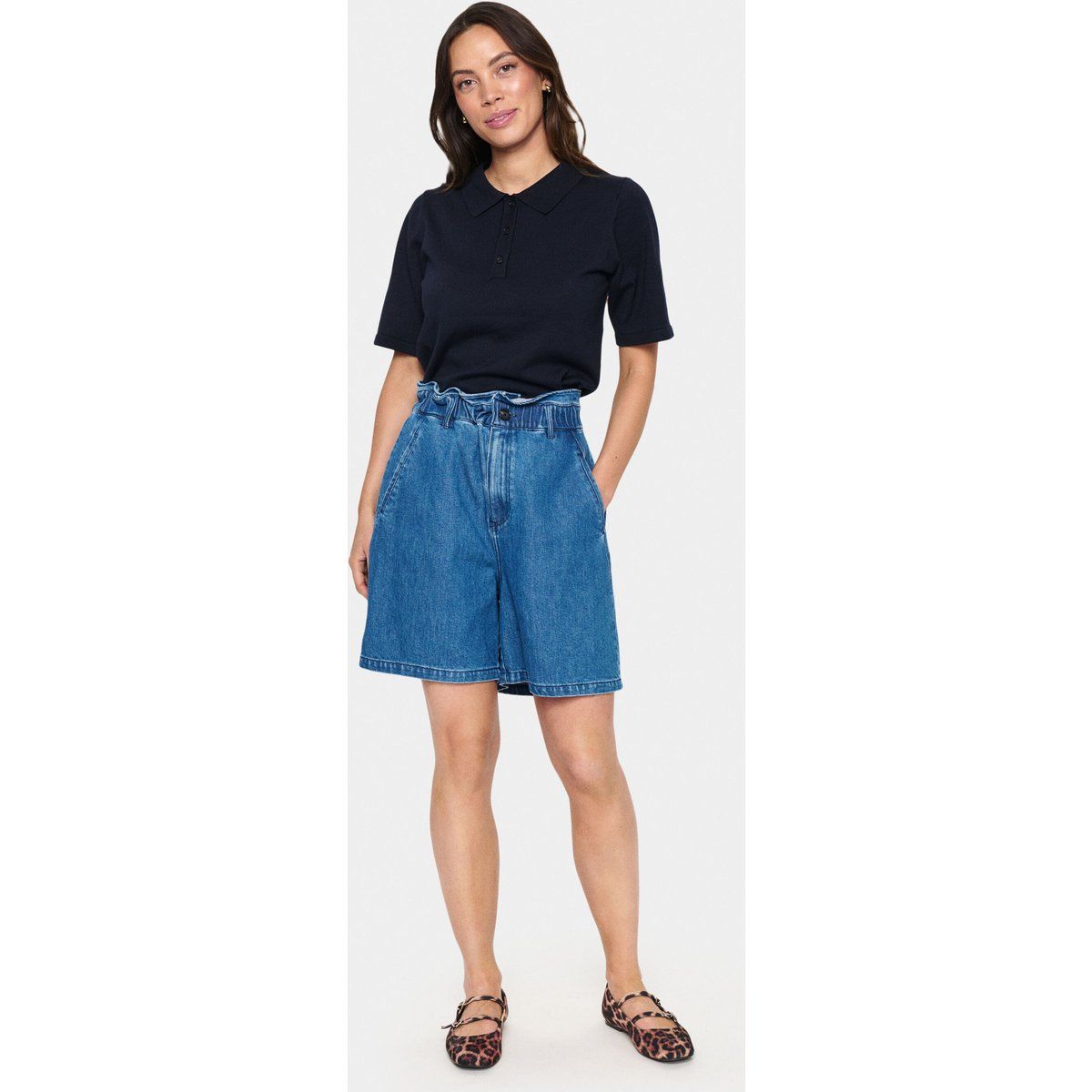 Kurzarm-Strick-Polo-Pullover