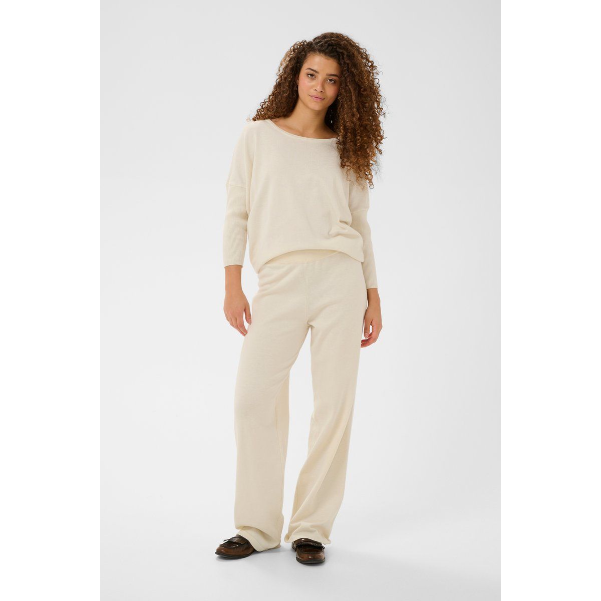 Lässige Strickhose mit weitem Bein