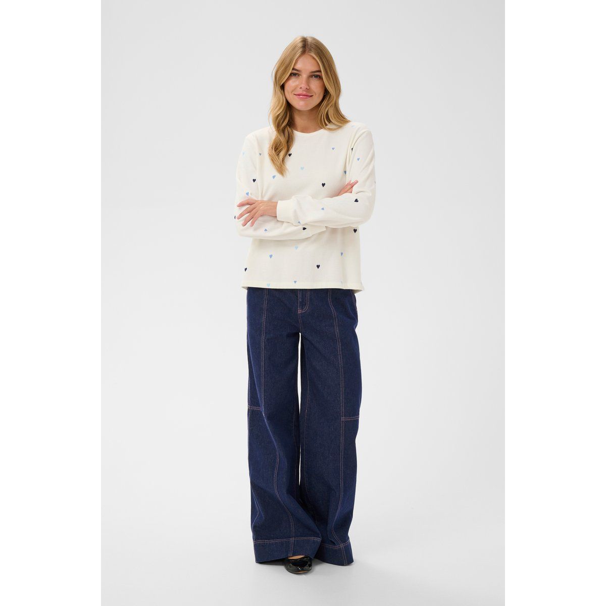 Lockeres Sweatshirt mit Herzmuster