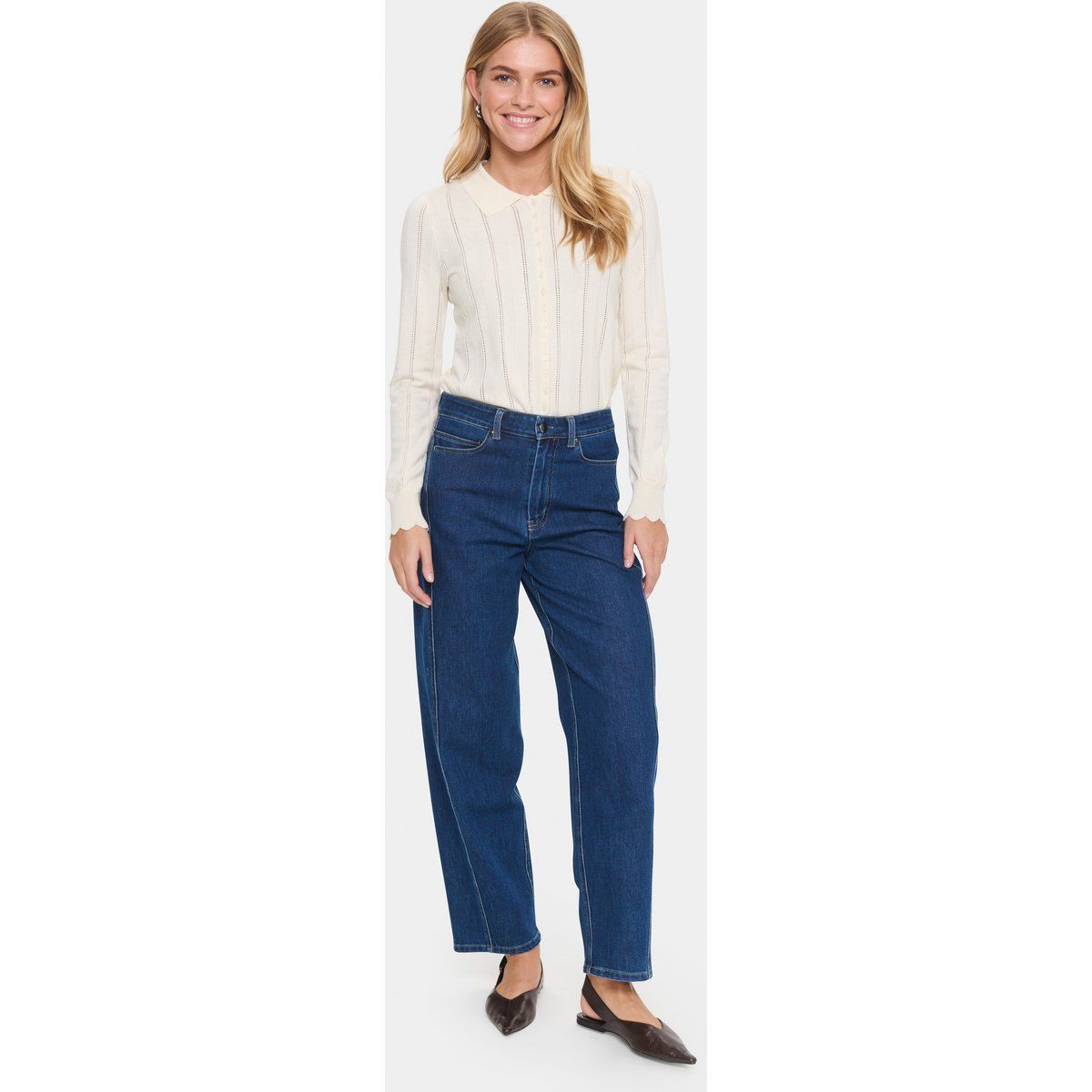 Hochtaillierte Jeans mit geradem Bein
