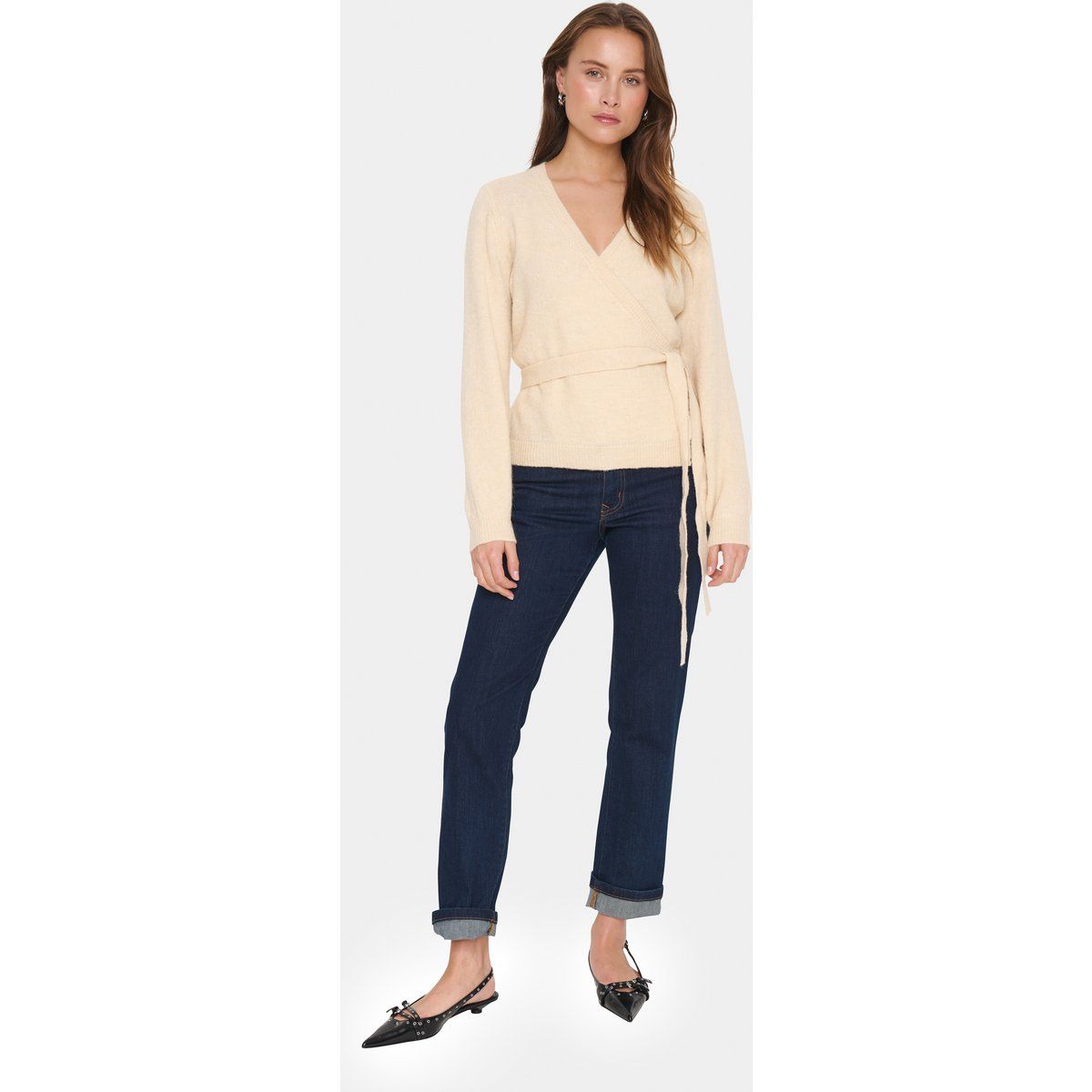 Weicher Wickel-Strickcardigan mit Gürtel