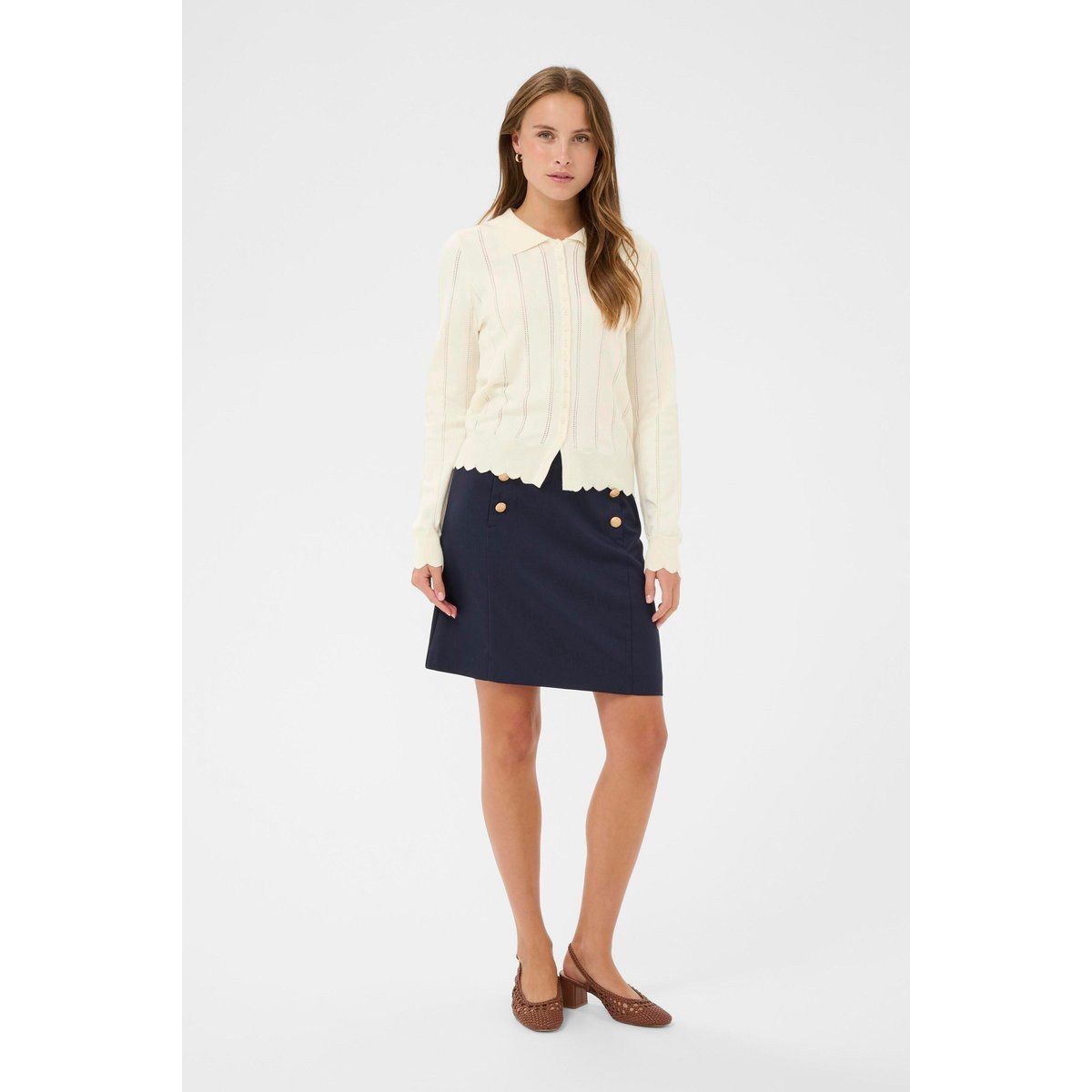 Strickjacke mit Wellensaum