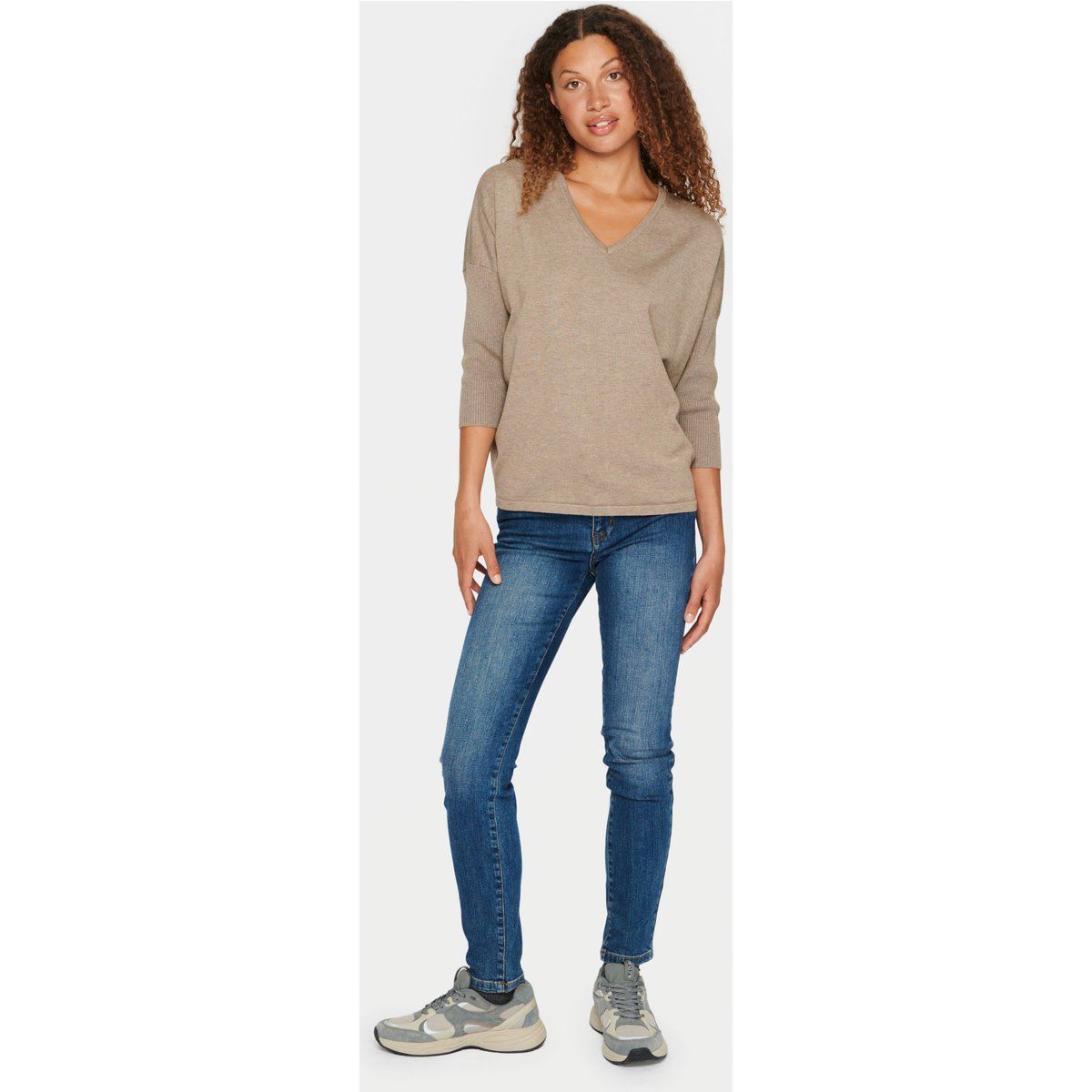 Minimalistischer V-Ausschnitt Strickpullover