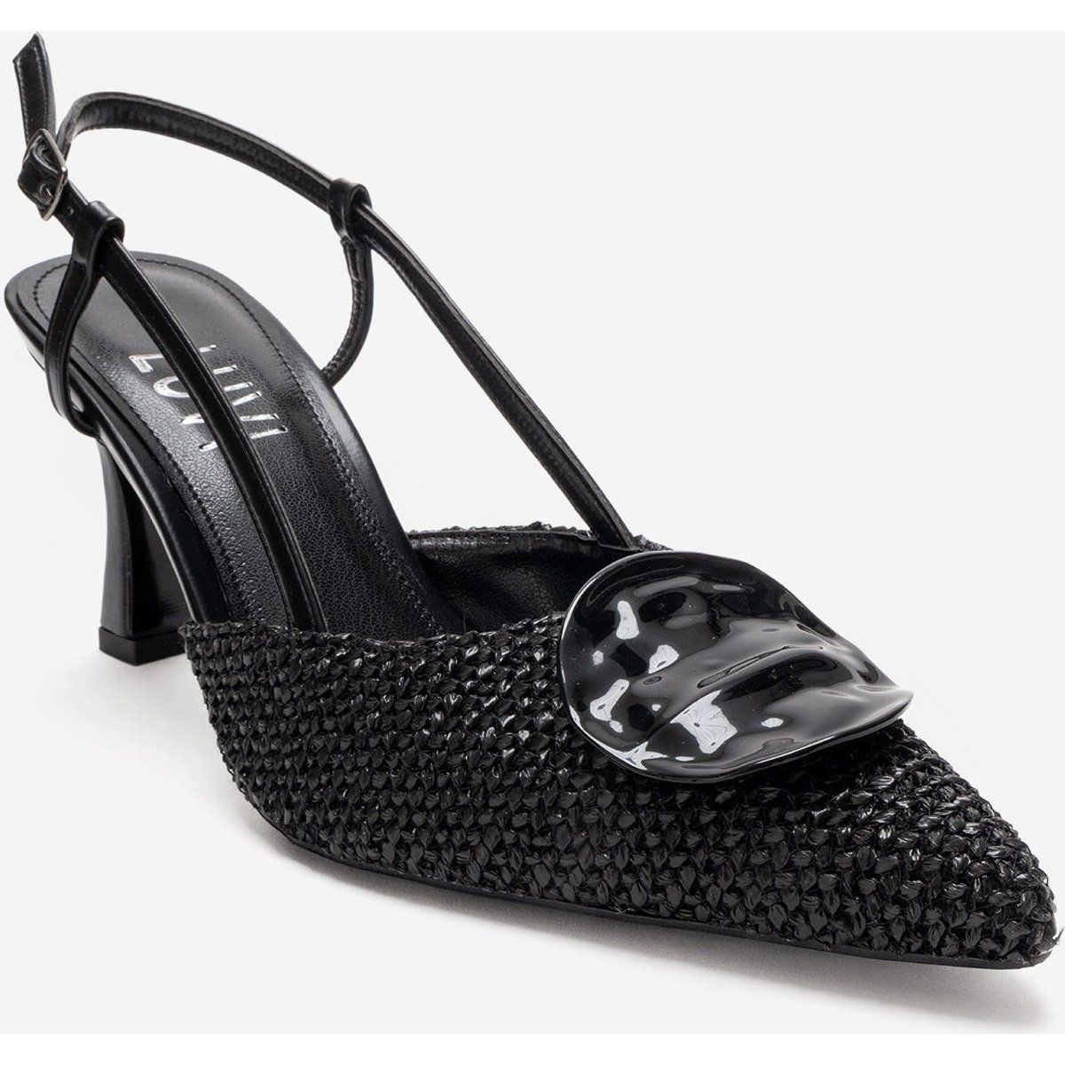 Geflochtene Slingback-Pumps mit spitzer Kappe