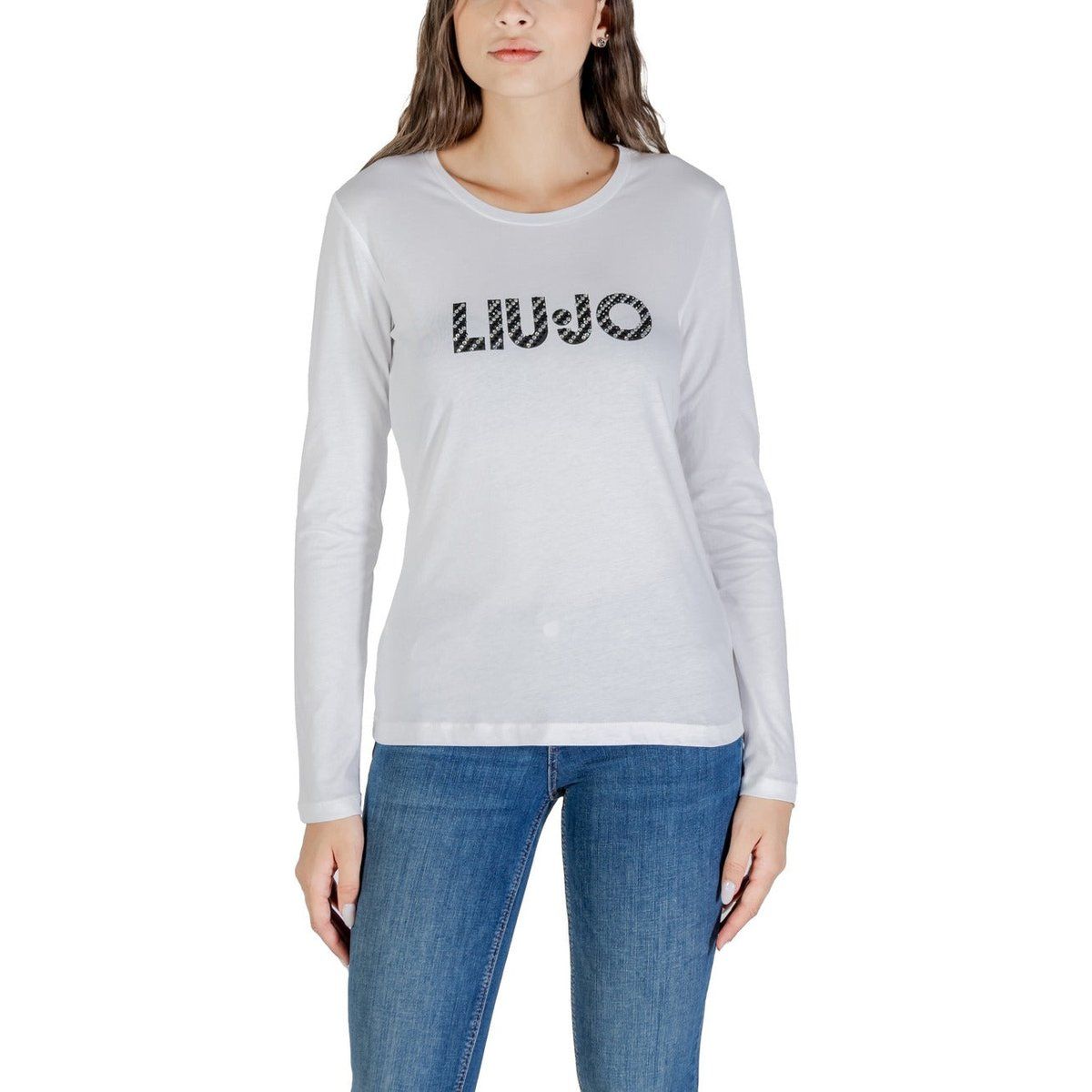Langärmliges Baumwoll-T-Shirt mit Logo