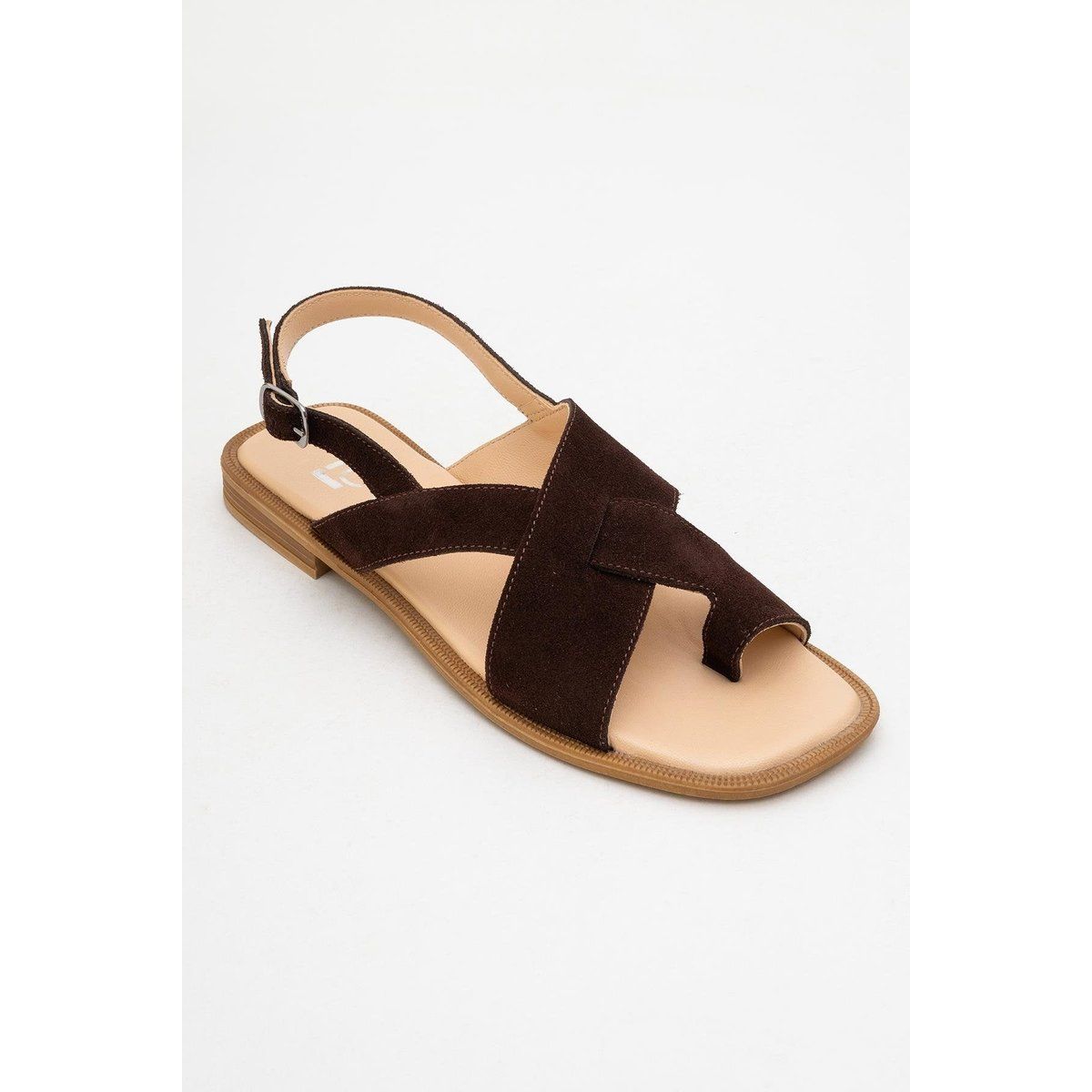Minimalistische Wildleder-Sandalen mit Zehensteg