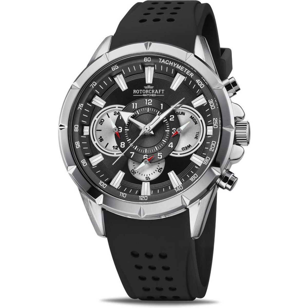Robuster Chronograph mit perforiertem Armband