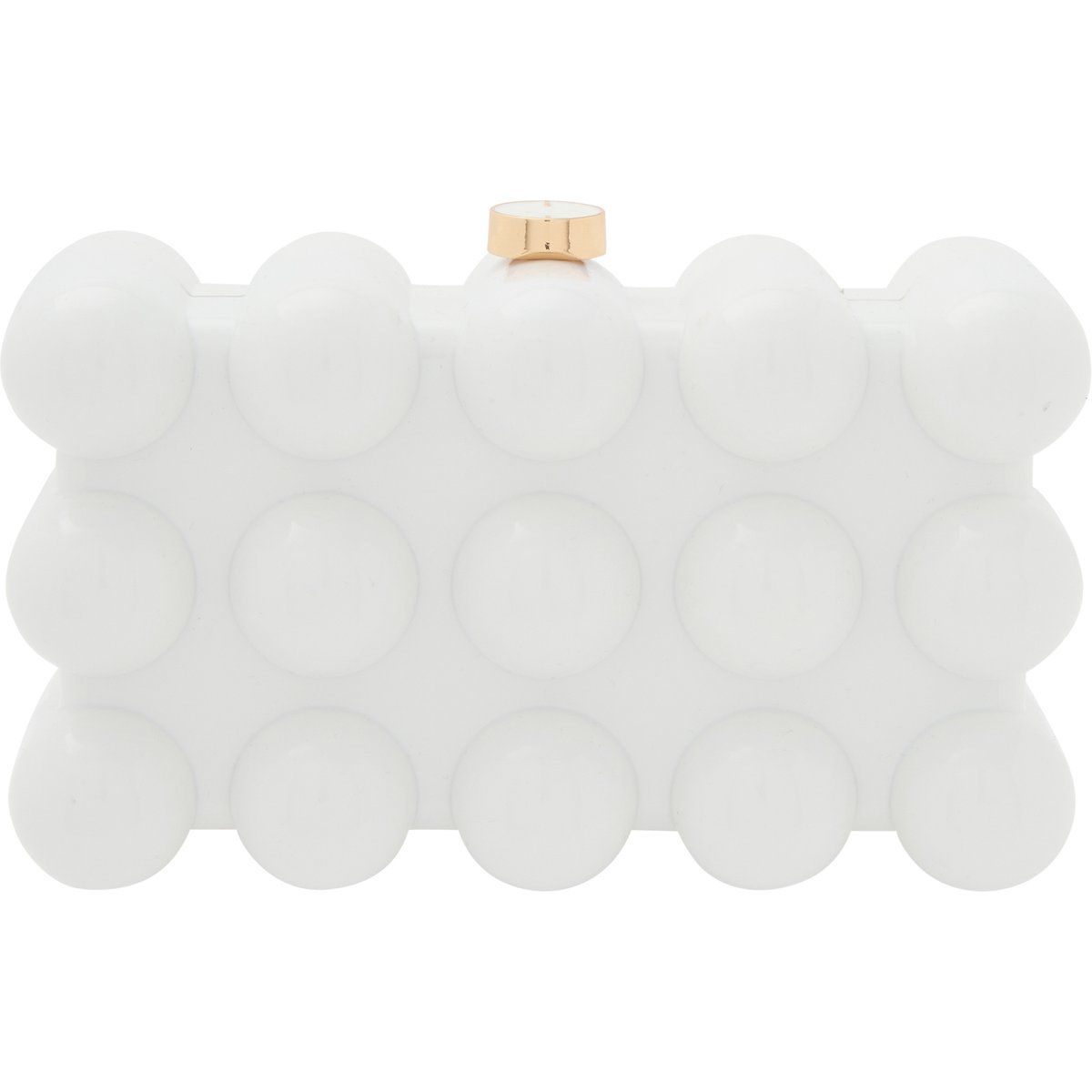 Skulpturale Box-Clutch mit Noppen