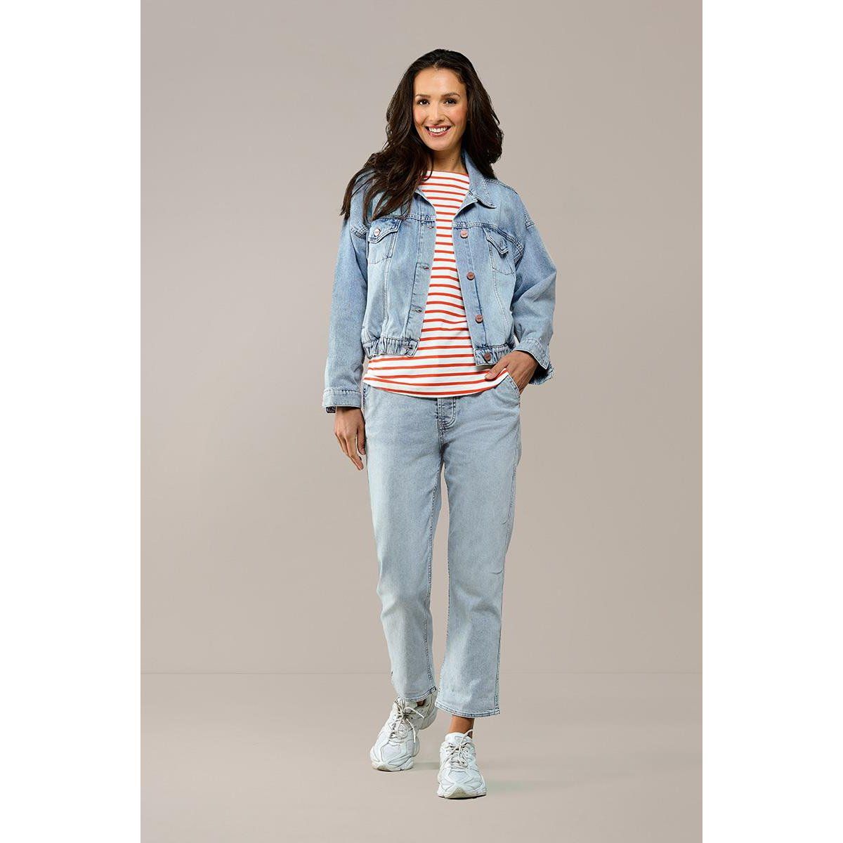 Oversize-Jeansjacke mit elastischem Saum