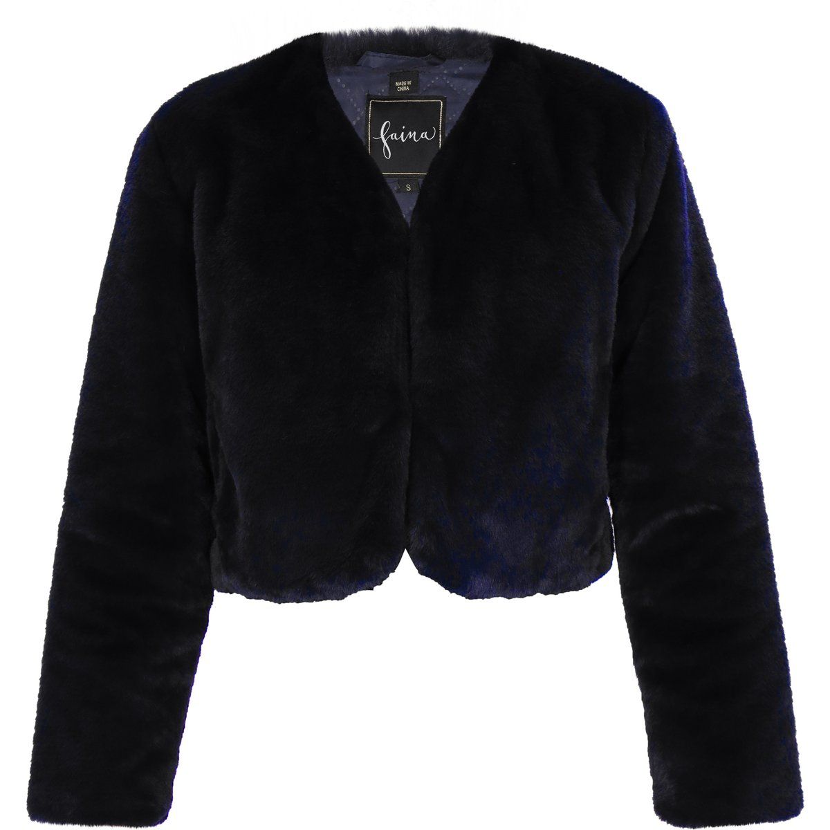 Kurze Webpelzjacke in Kastenform