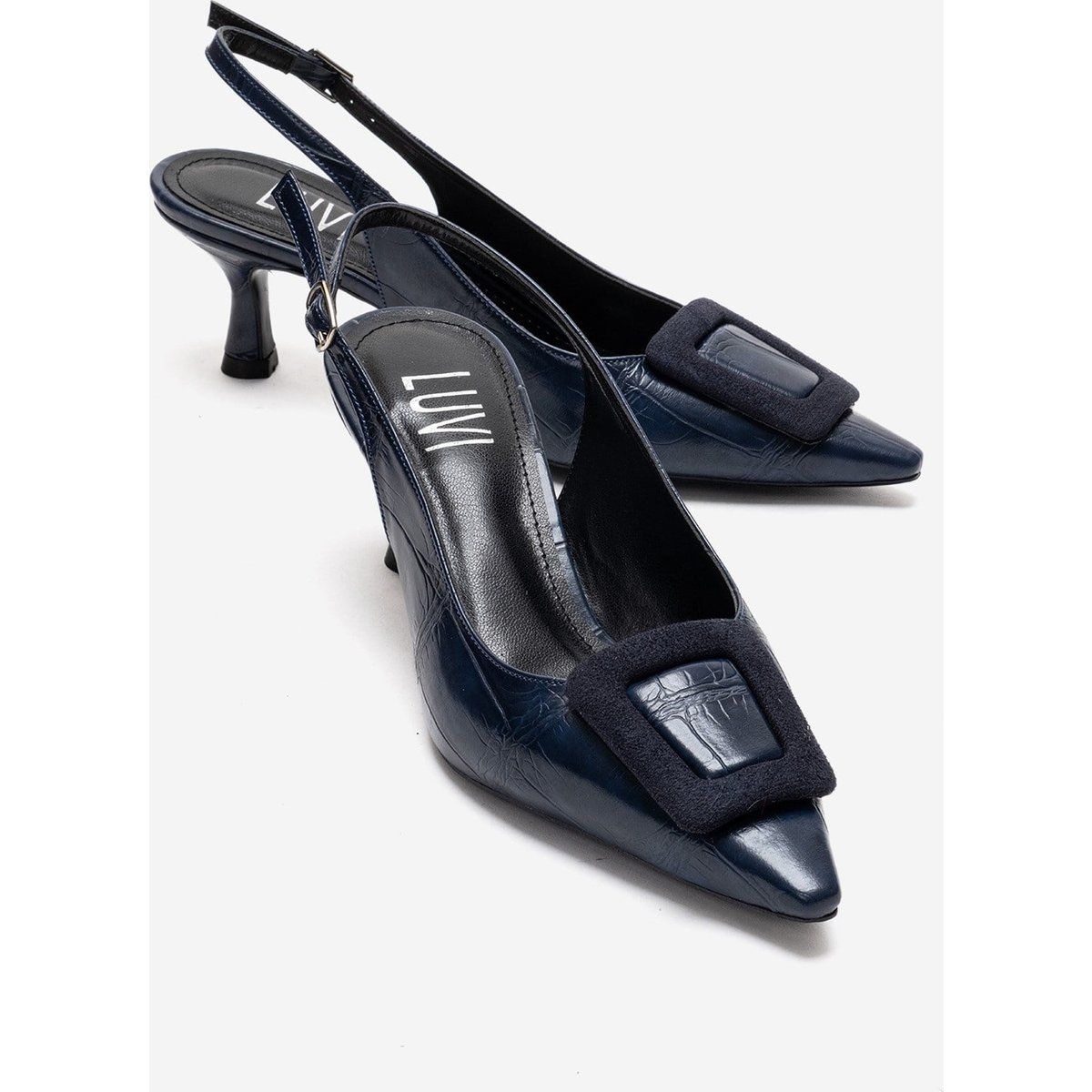 Elegante Slingpumps mit Kroko-Prägung