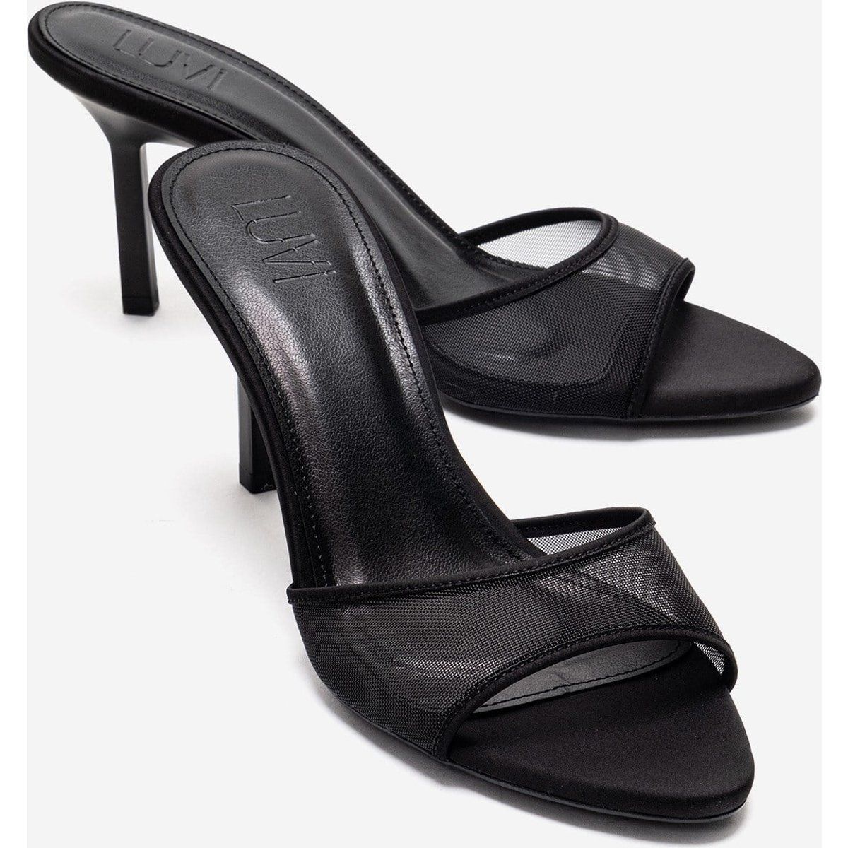 Stiletto-Mules mit Mesh-Einsätzen