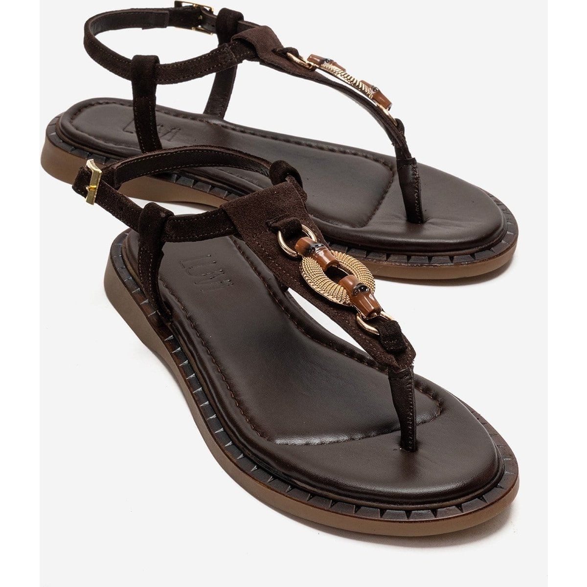 Minimalistische Leder Zehensteg-Sandalen