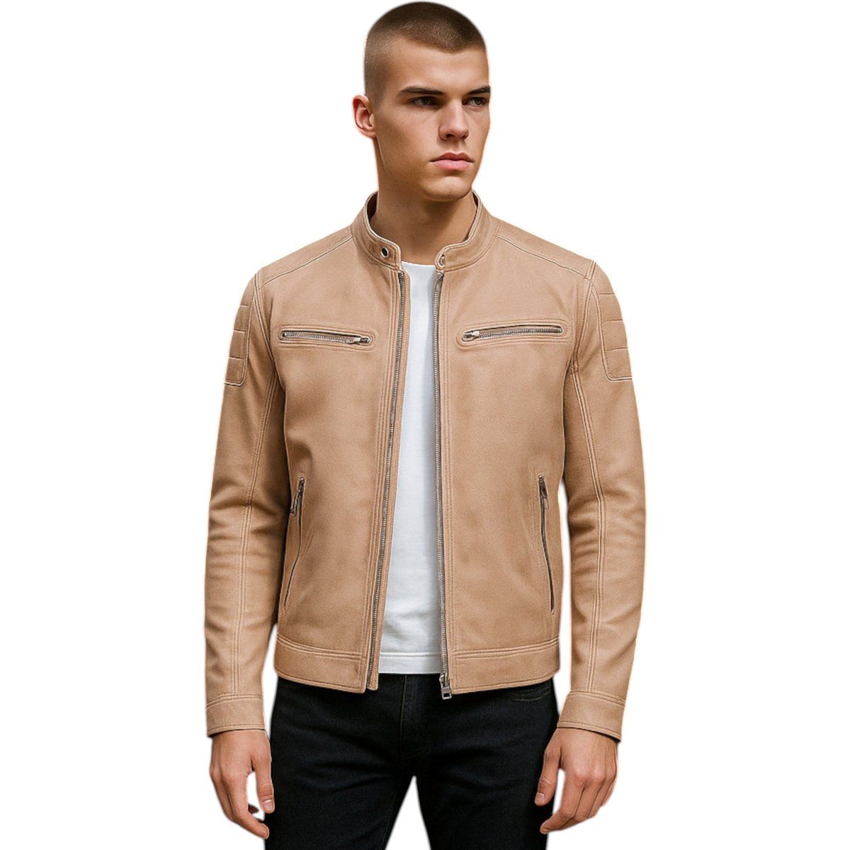 Gesteppte moderne Leder-Bikerjacke