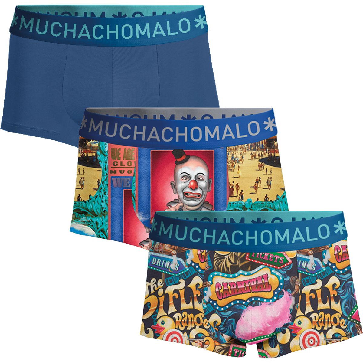 Boxershorts-Set mit künstlerischem Jahrmarkt-Print