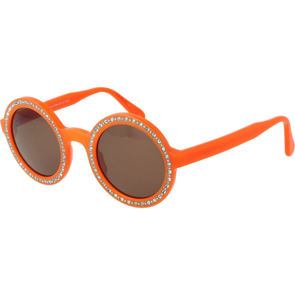 Runde Acetat-Sonnenbrille mit Strassbesatz