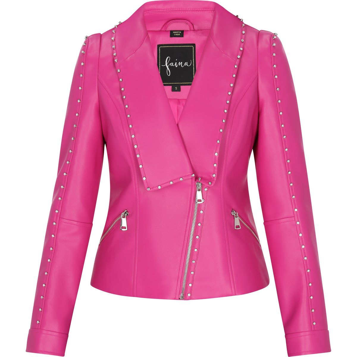 Bikerjacke aus Ökoleder mit Nieten