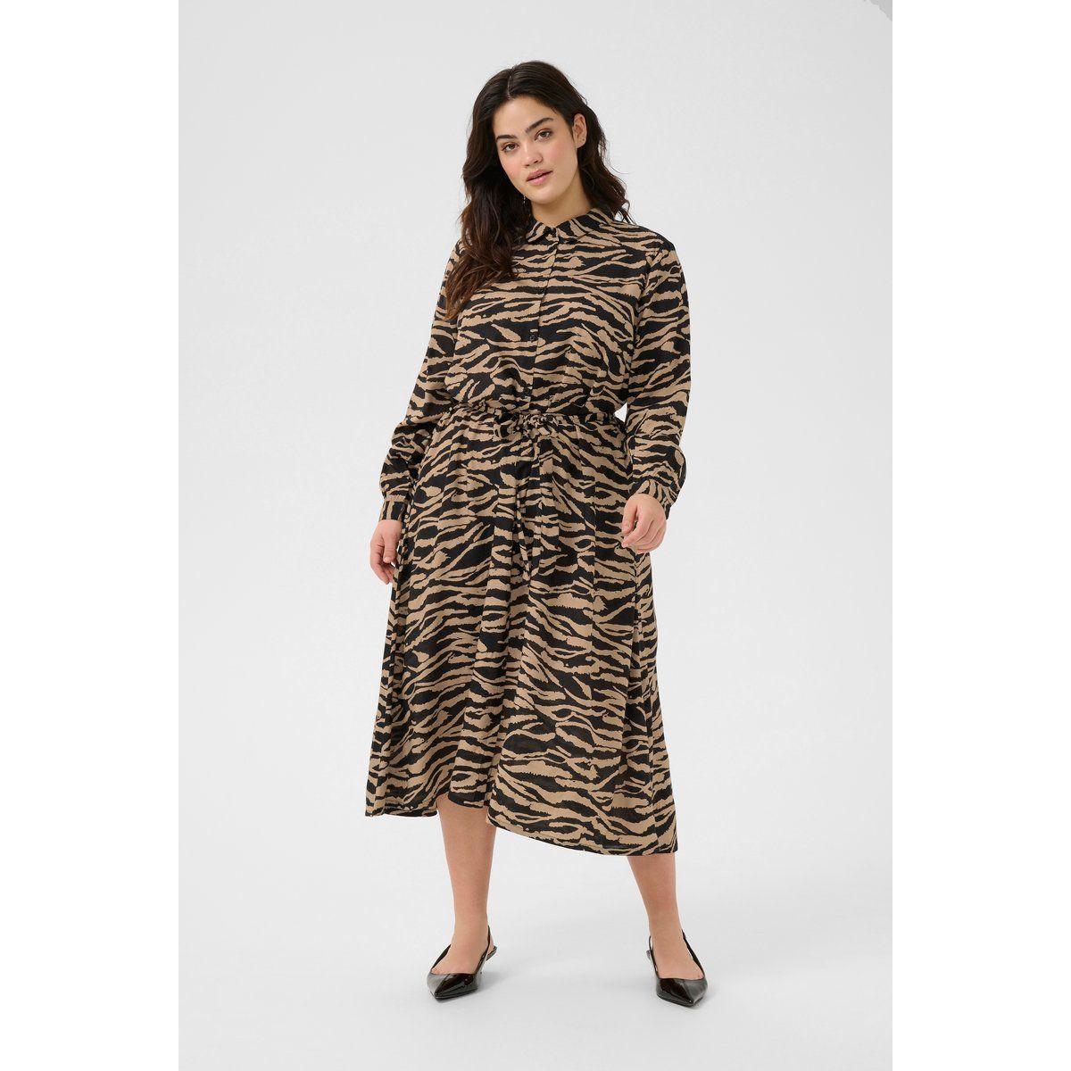 Midi-Hemdkleid mit Animal-Print