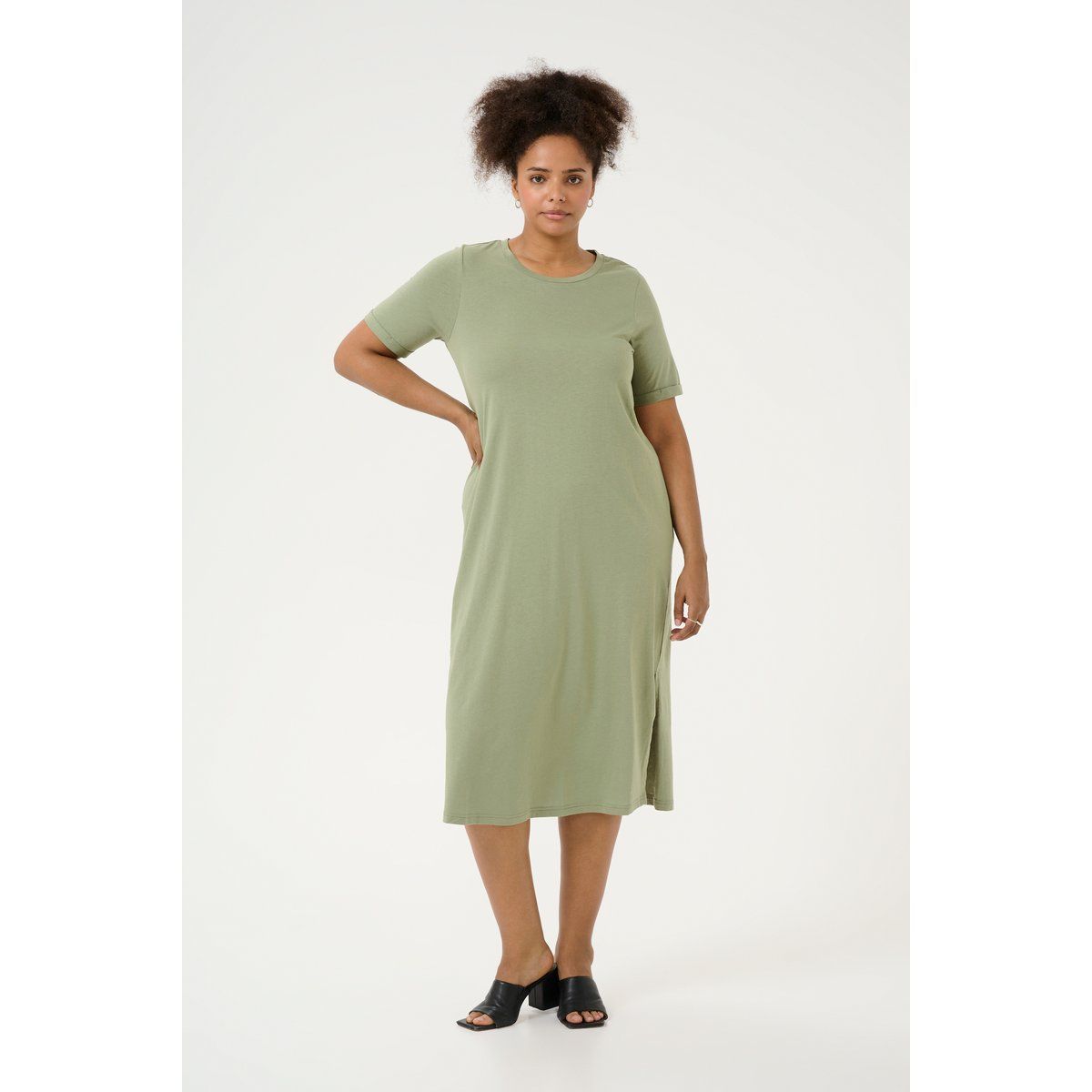 Minimalistisches Baumwoll-Midikleid in A-Linie