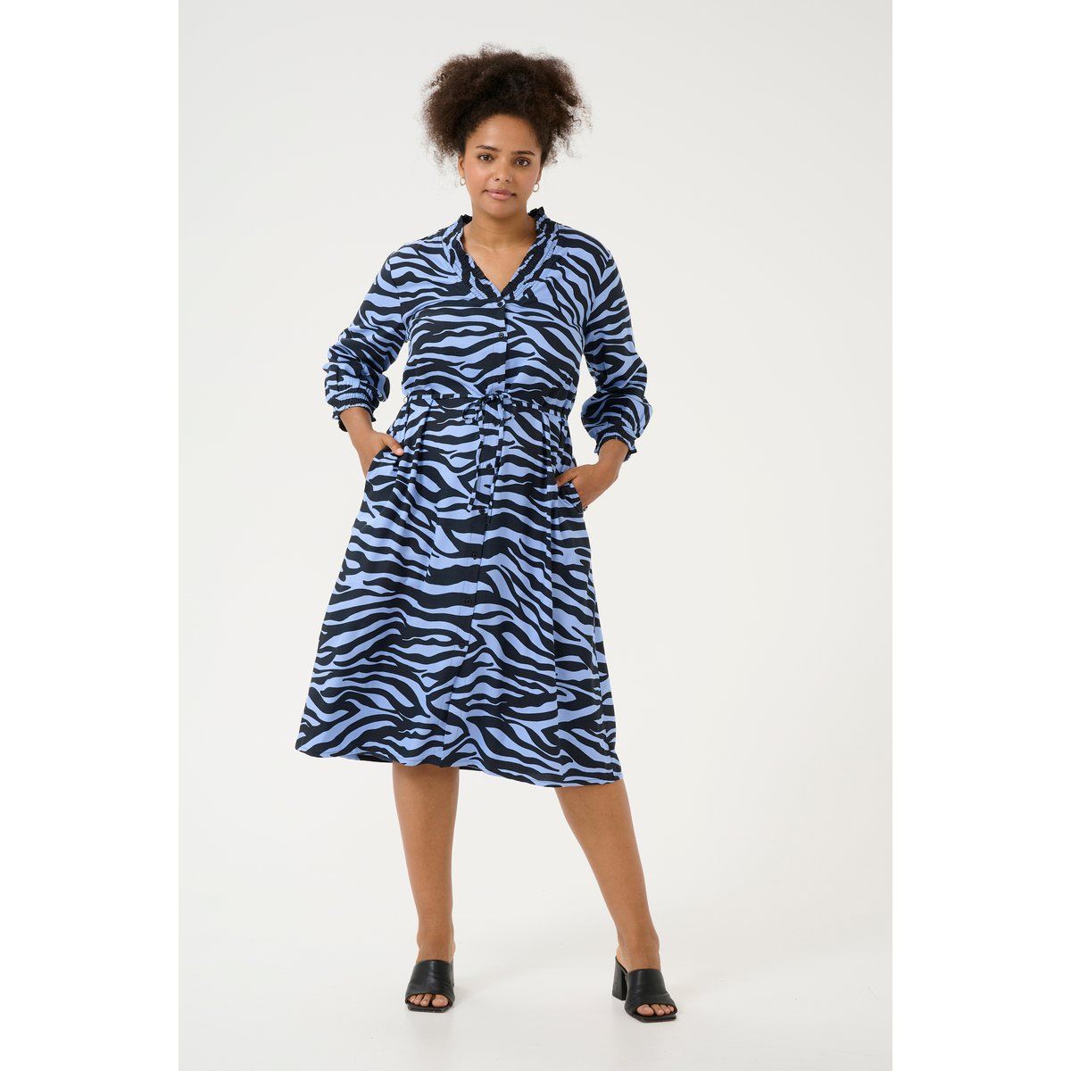 Midi-Hemdkleid mit Zebramuster