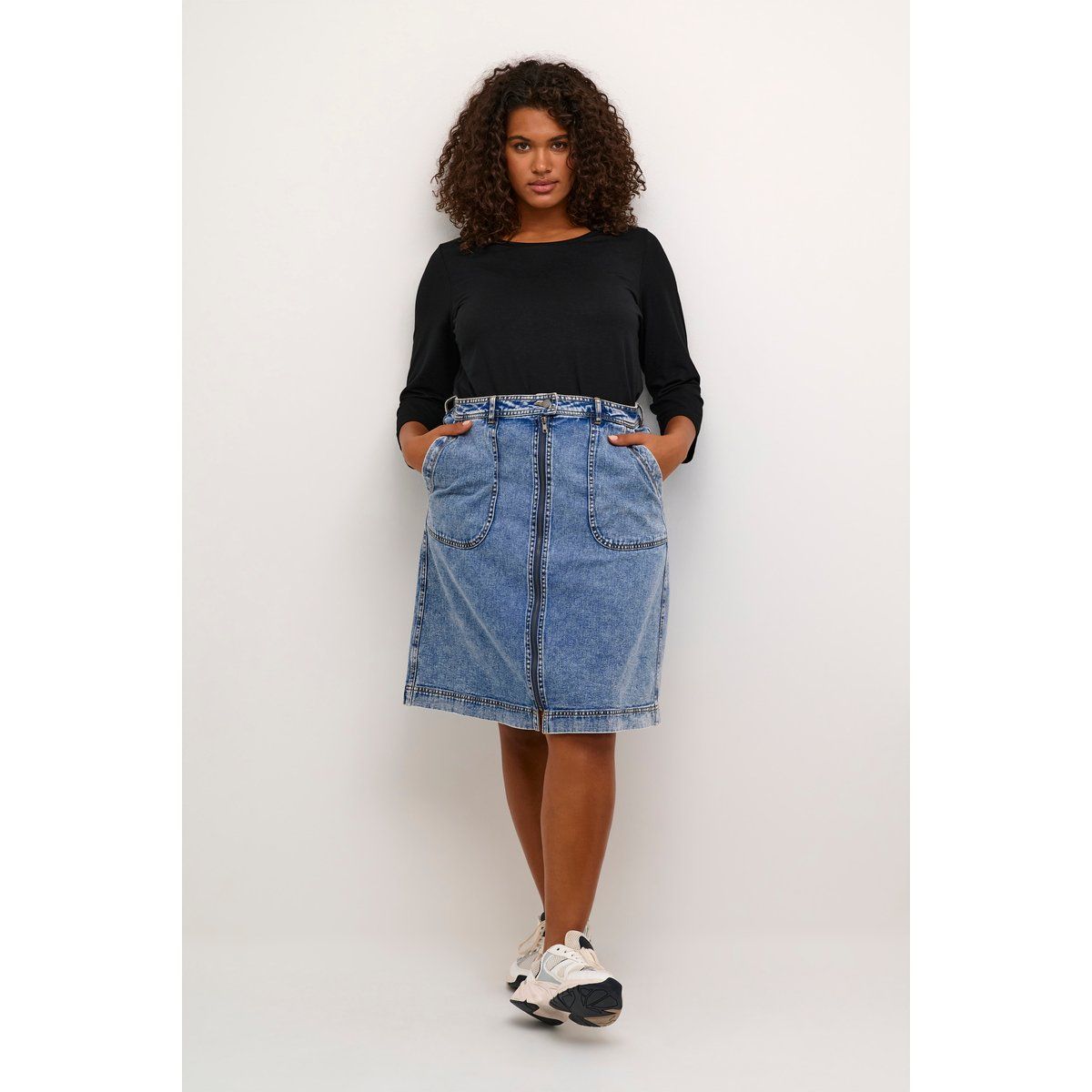 Fließendes Jersey-Minikleid in A-Linie