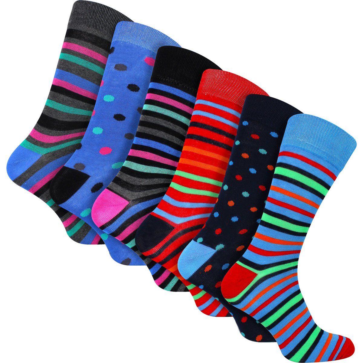 Mehrfarbig Gemustertes Bambus-Socken Set