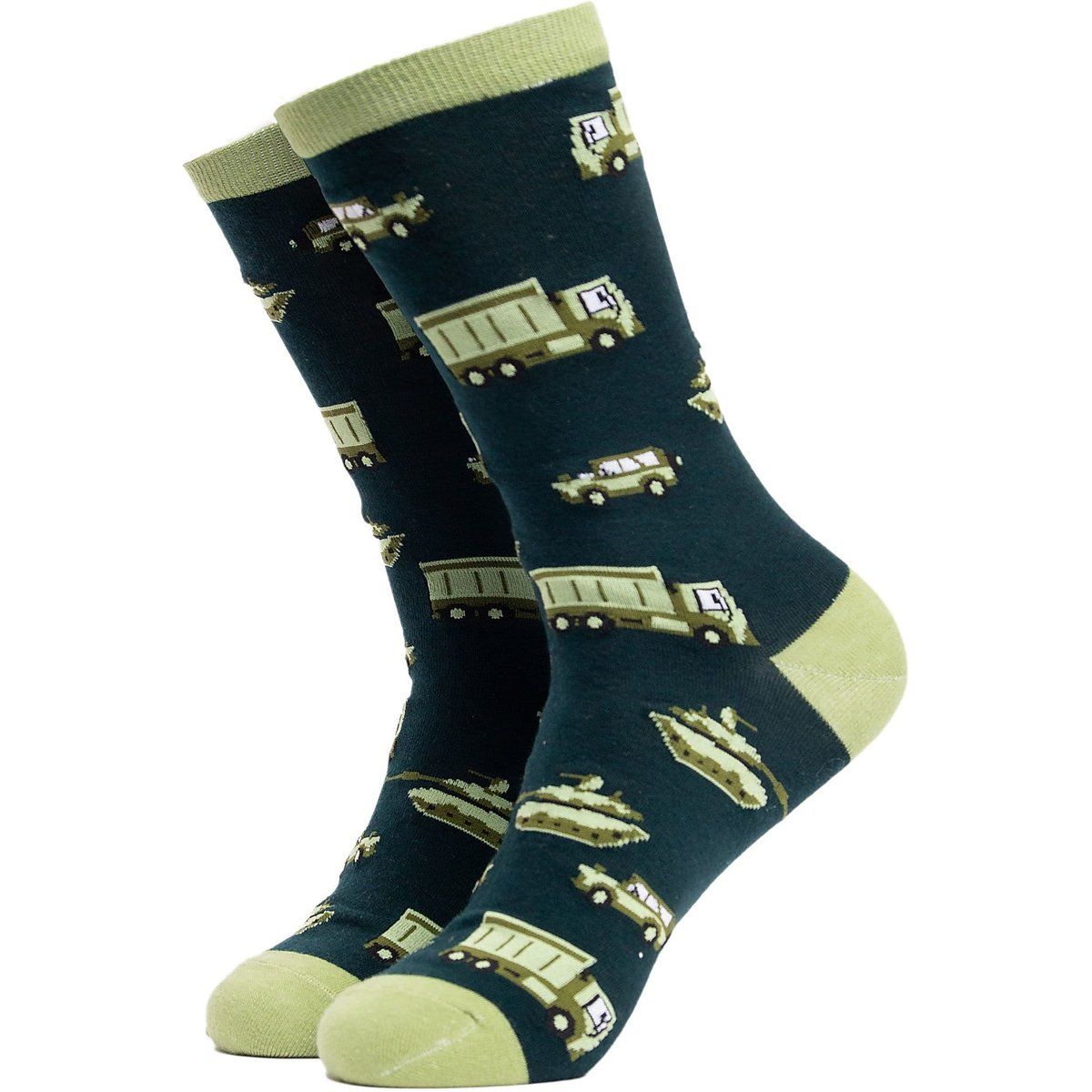 Crew-Socken mit Militärfahrzeug-Muster