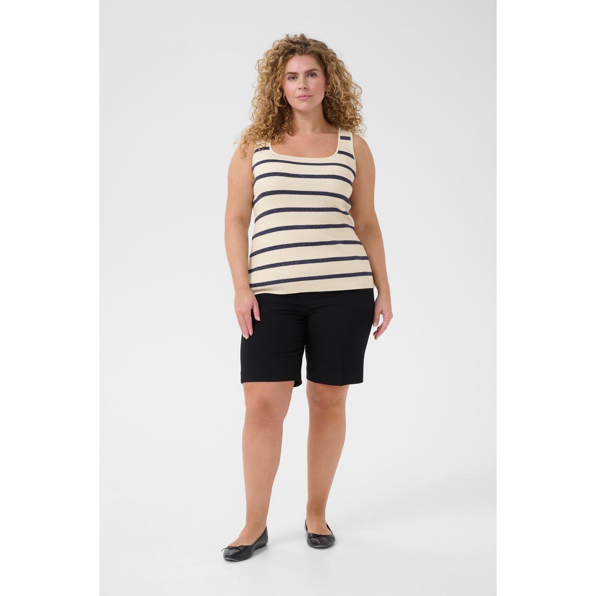 Gestreiftes Rippstrick Ärmelloses Top