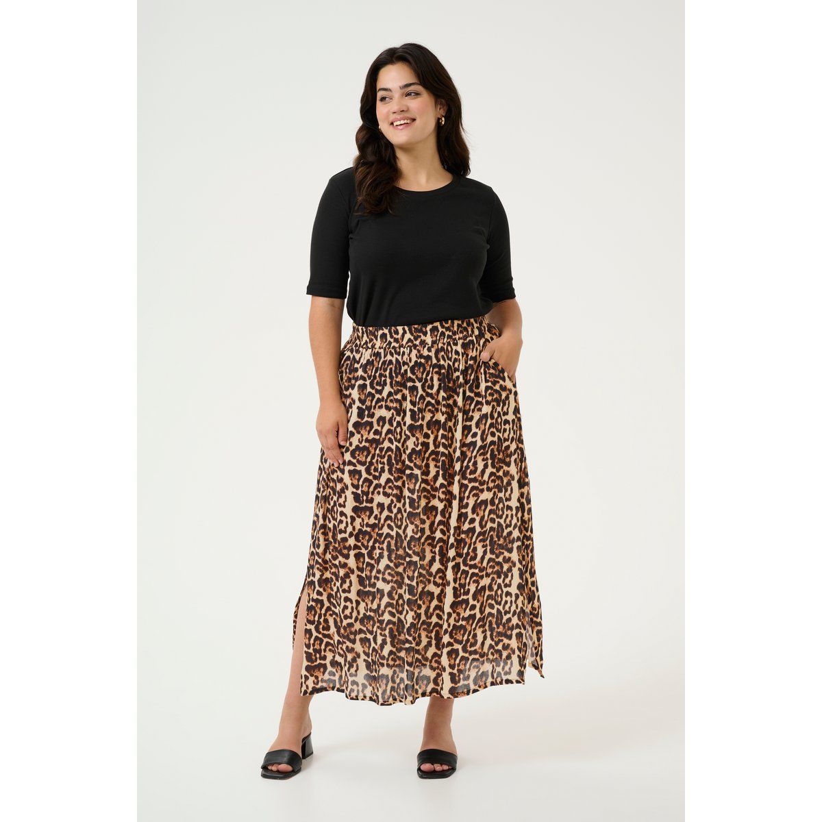 Fließender Maxi-Rock mit Leopardenprint