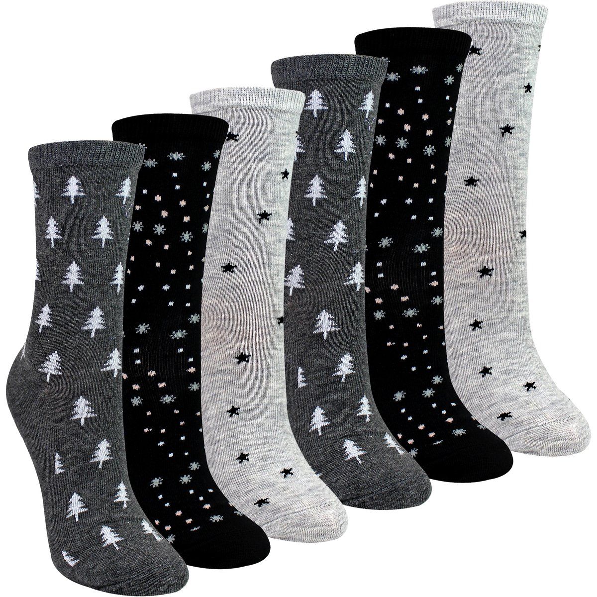 Socken mit Stern- und Baummuster