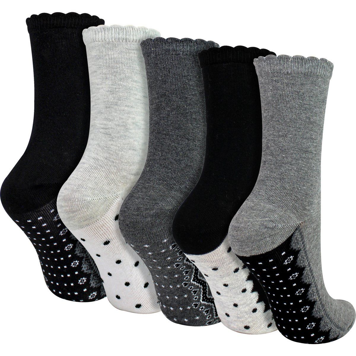Gemusterte Socken mit Spitzenkante