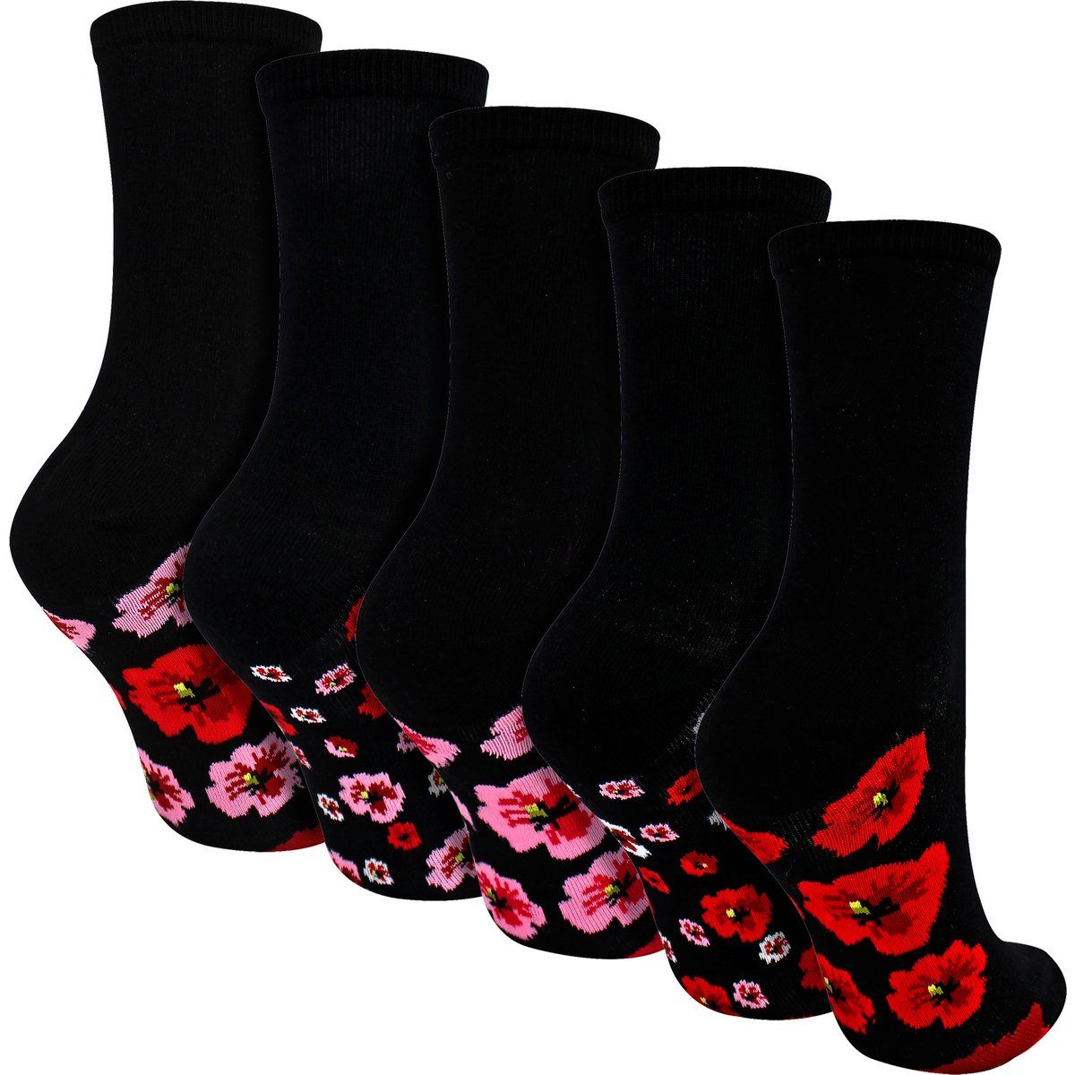 Mohnblumen Baumwollsocken mit Fußbett