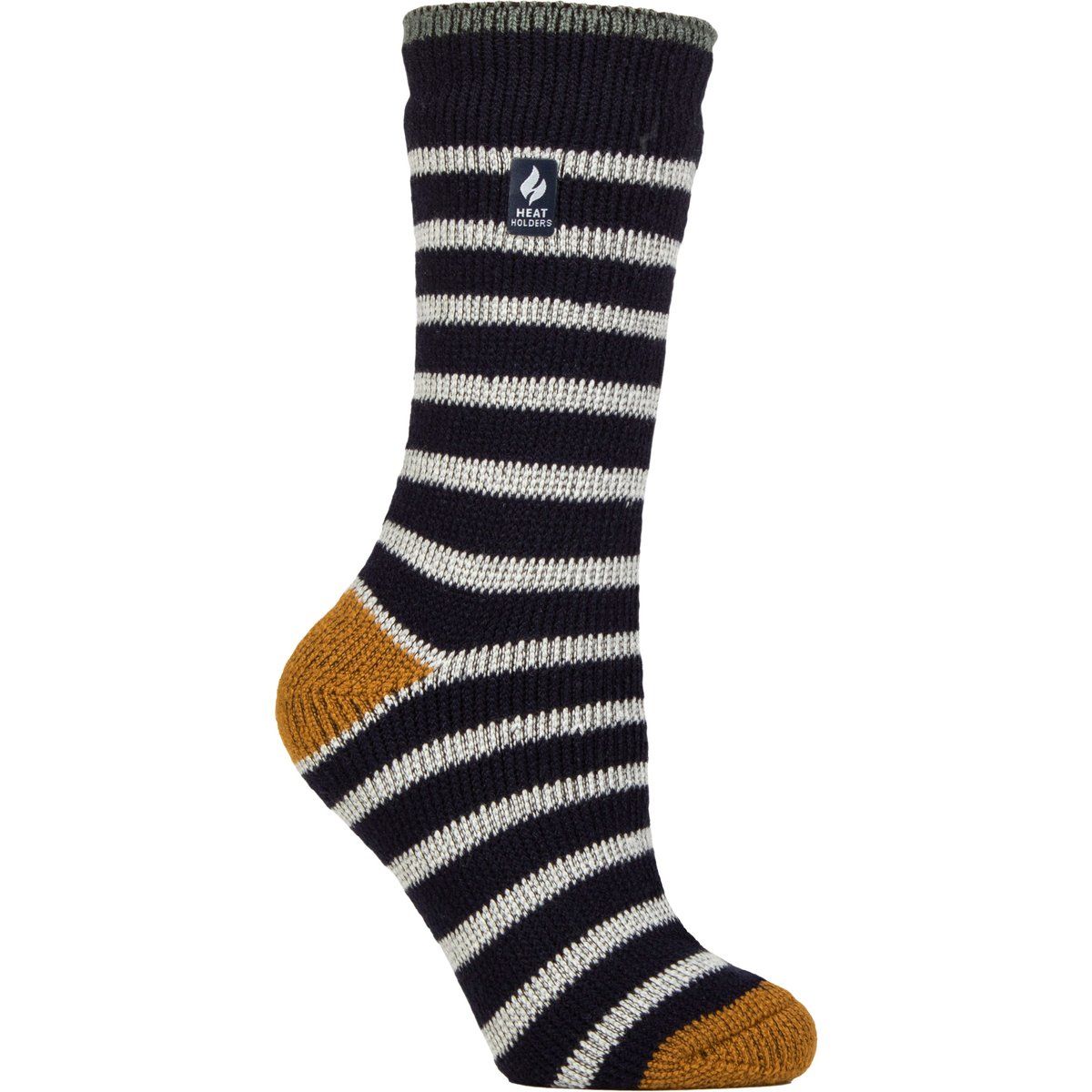 Gestreifte Thermosocken mit Kontrastferse